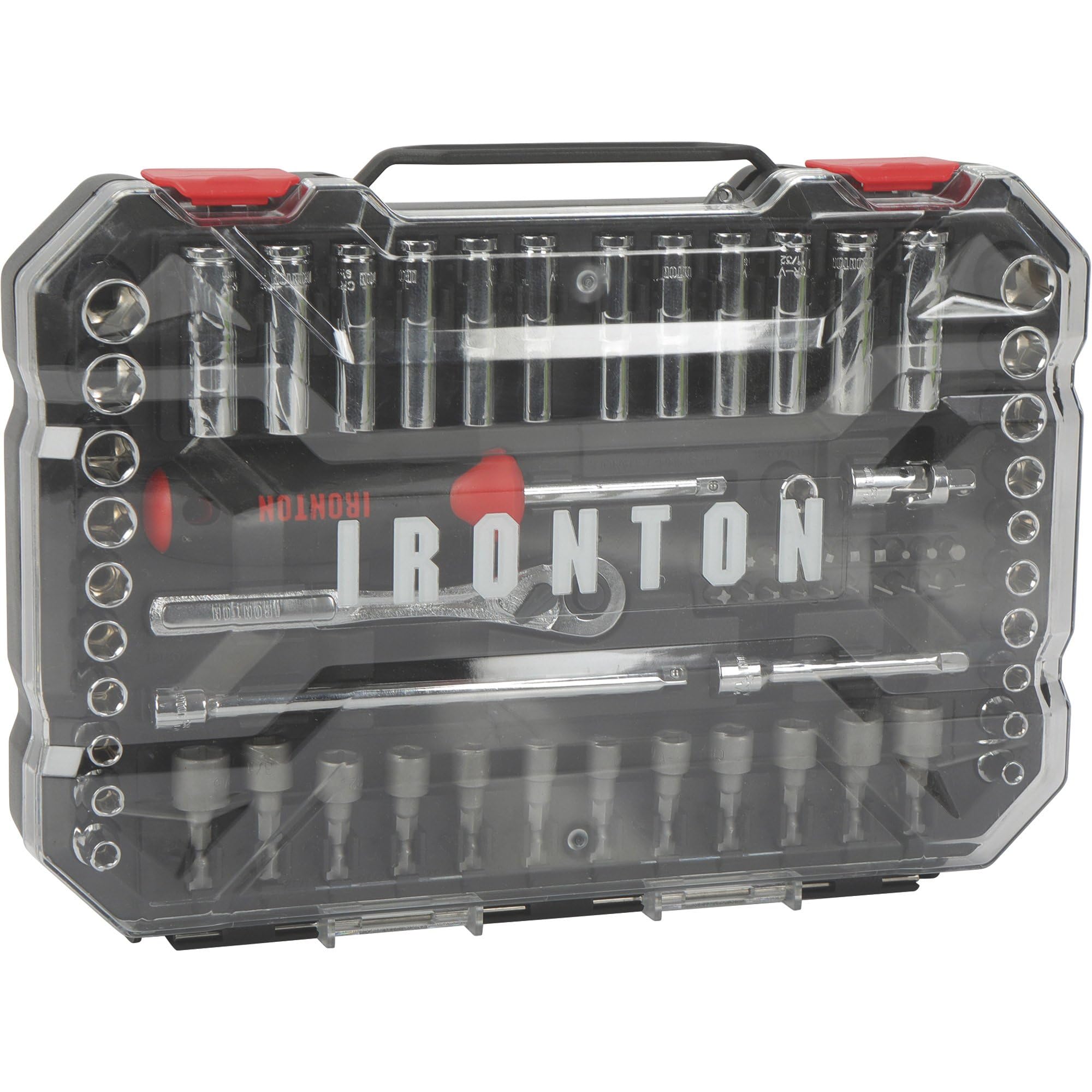 Ironton, 70 pc 1/4in. Drive Socket Set MM/SAE, Measurement Standard Standard (SAE)/Metric, Pieces (qty.) 70, Socket Set Type 1/4in. Drive Sets, Model# 68465