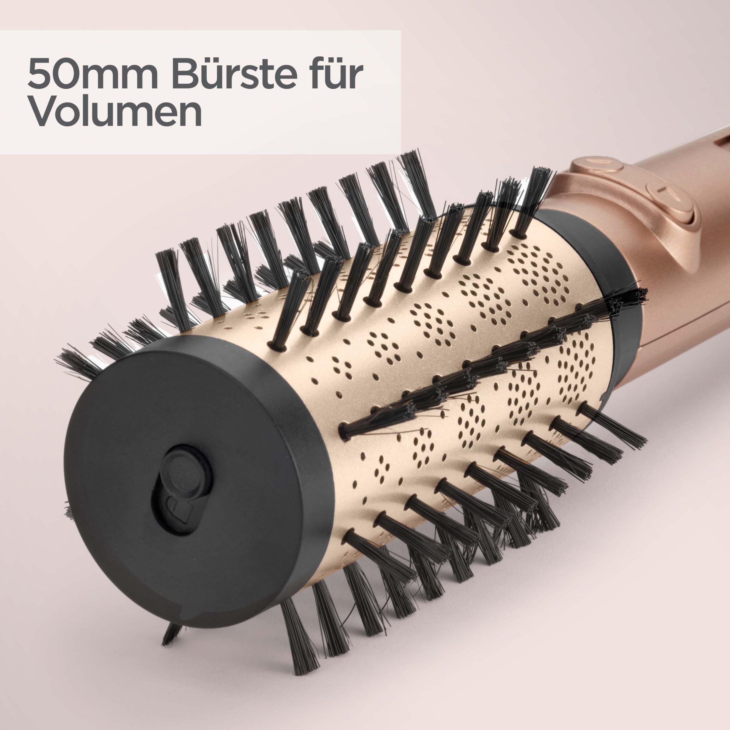 BaByliss Big Hair Dual Rotierende Warmluftbürste – Ionen-Technologie mit Anti-Frizz, 50mm & 40mm Aufsätze, 2 Rotationsrichtungen, 2 Temperatureinstellungen + Kaltstufenschalter, champagner, AS952E