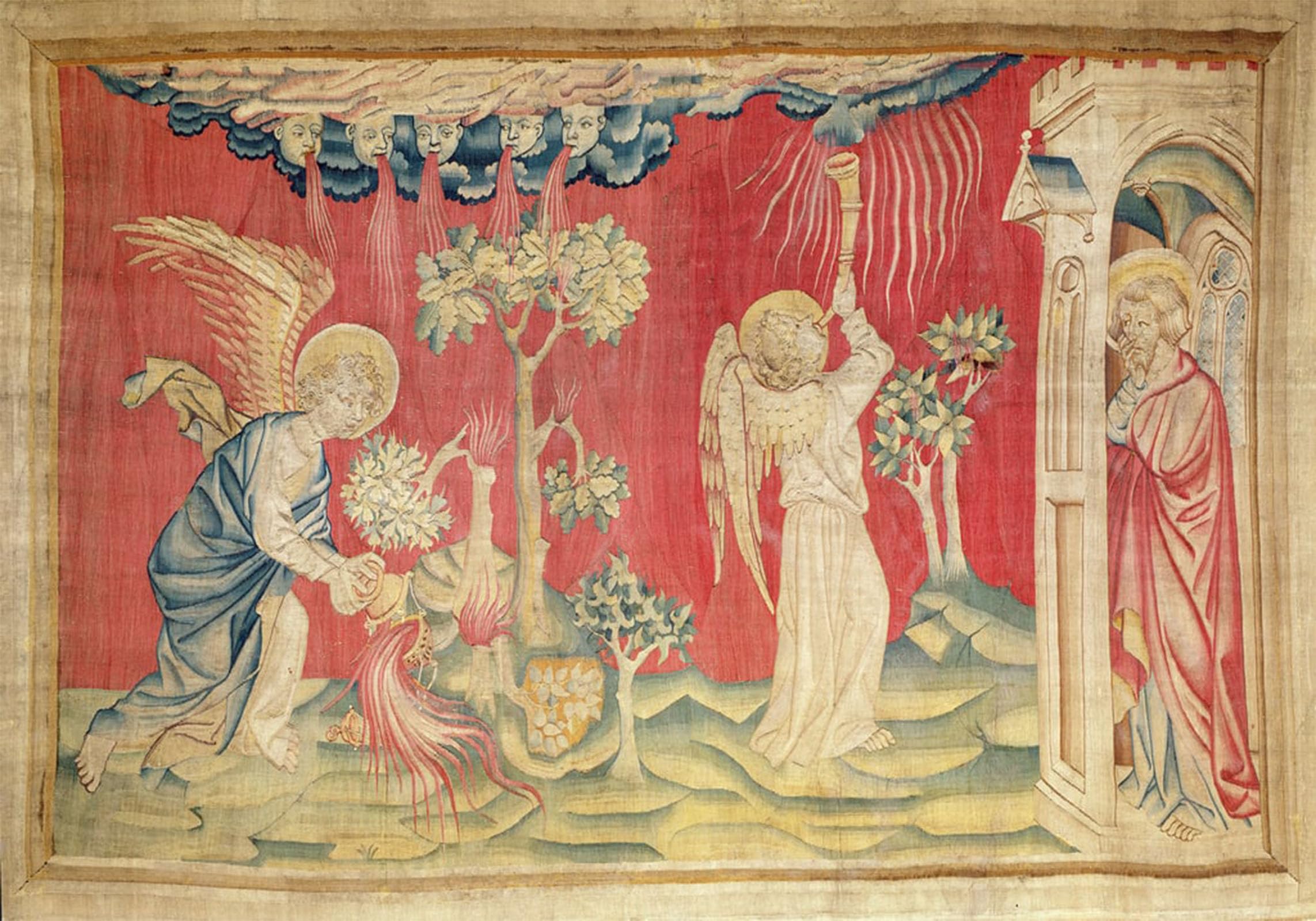 POSTERIIk Famous Animal Posters Vintage Picture Angel Emptying a Censer No. From the Apocalypse of Angers by Nicolas Bataille Modern Wall Decor for Home Decor 60x90cm