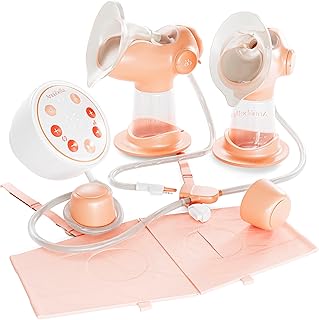 Annabella Elektrische Milchpumpe mit Zungensimulation – Doppelpumpe mit 9 Stufen, Nachtlicht & einstellbarem Saugaufsatz – Tragbar, leise & inkl. Still-BH – Komplett-Set – BPA-frei