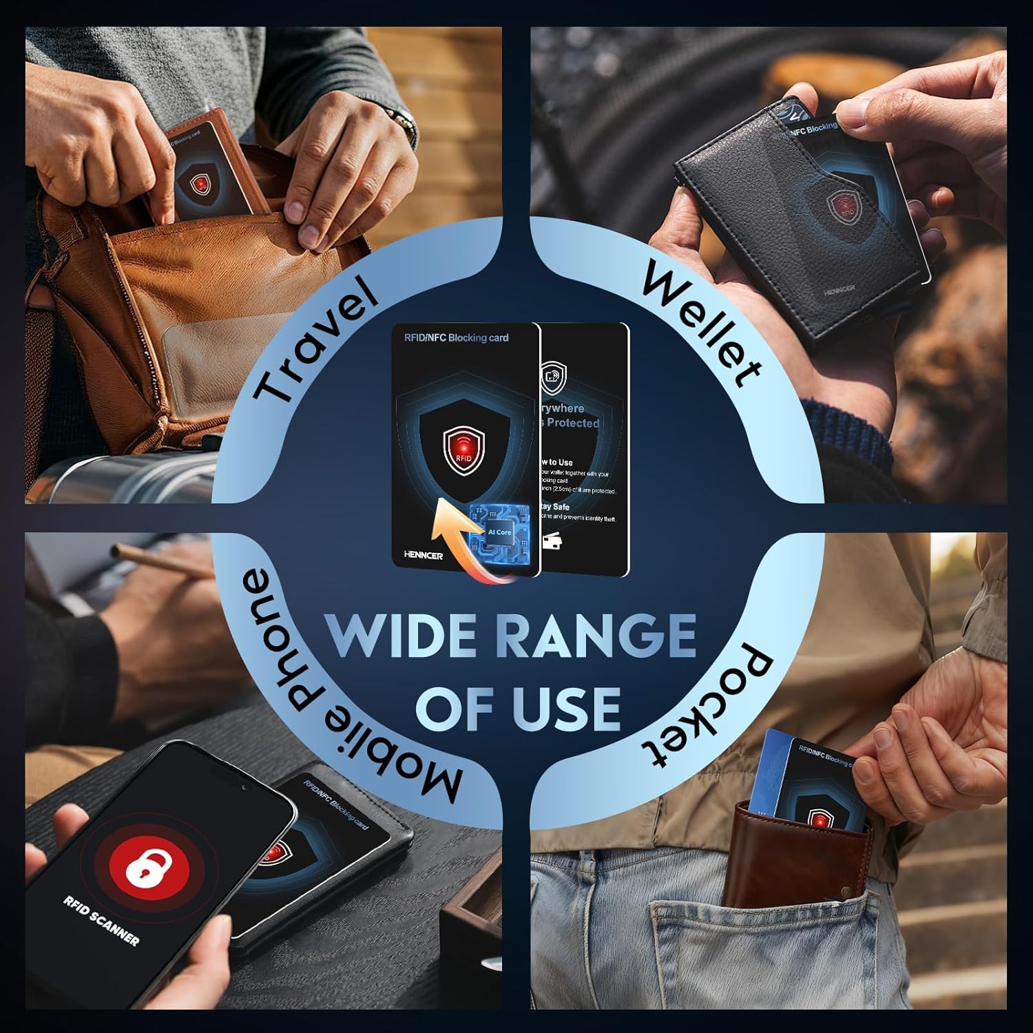 2025 NEW RFID Blocking Card Set with Indicator Light,Wallets Shield,Credit Card Protector, NFC Bank Debit Blocker,Anti-Skimming Protection For ID Passport Travel For Men/Women (2) - Image 6