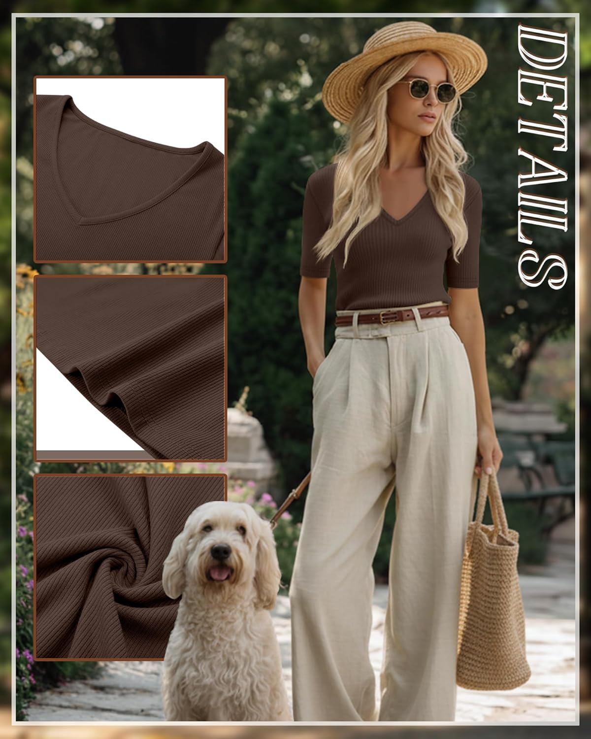 Riyiper 3 Pack Women's Half Sleeve Top Elbow Length Ribbed Cotton T Shirt Women V Neck Summer Tee Slim Fit Casual Blouses - Image 5