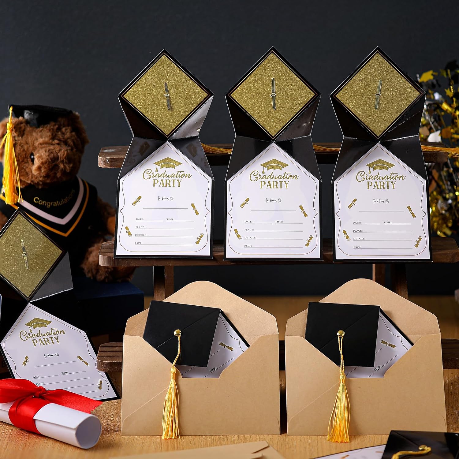 Kosiz 30 Pack Graduation Invitation with Envelopes Graduation Party Invitations Class of 2026 Grad Celebration Announcement Cards Party Supplies for University Masters