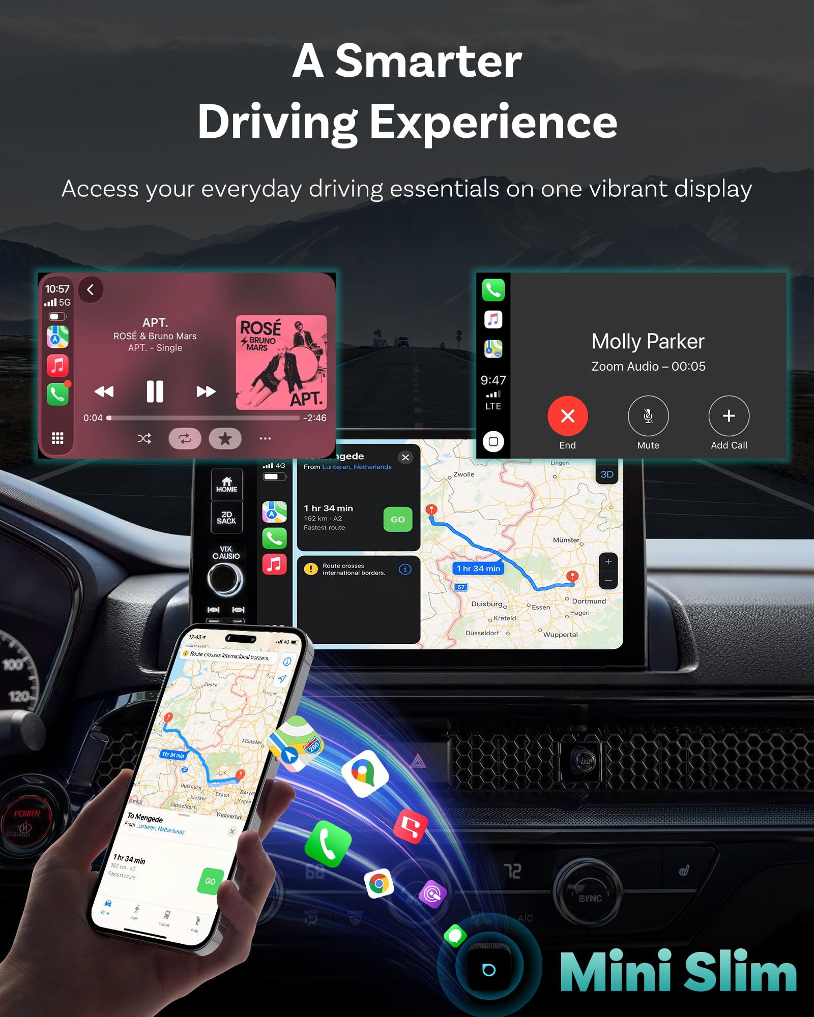 OTTOCAST Mini Slim 2026 Adattatore Wireless CarPlay e Android Auto, Adattatore 2-in-1 per Auto con CarPlay e Android Auto Cablati, Plug & Play, Riconnessione Automatica