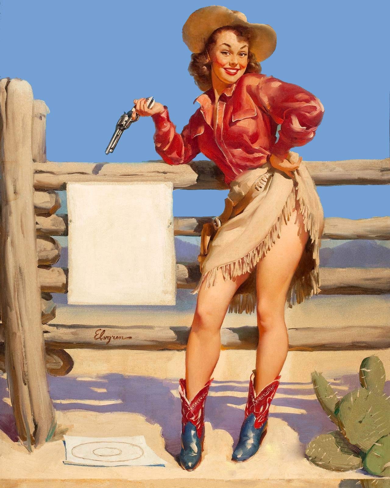 Amazon.com: Magnet Elvgren Sexy 1953 Pin-Up Girl Beat That Cowgirl