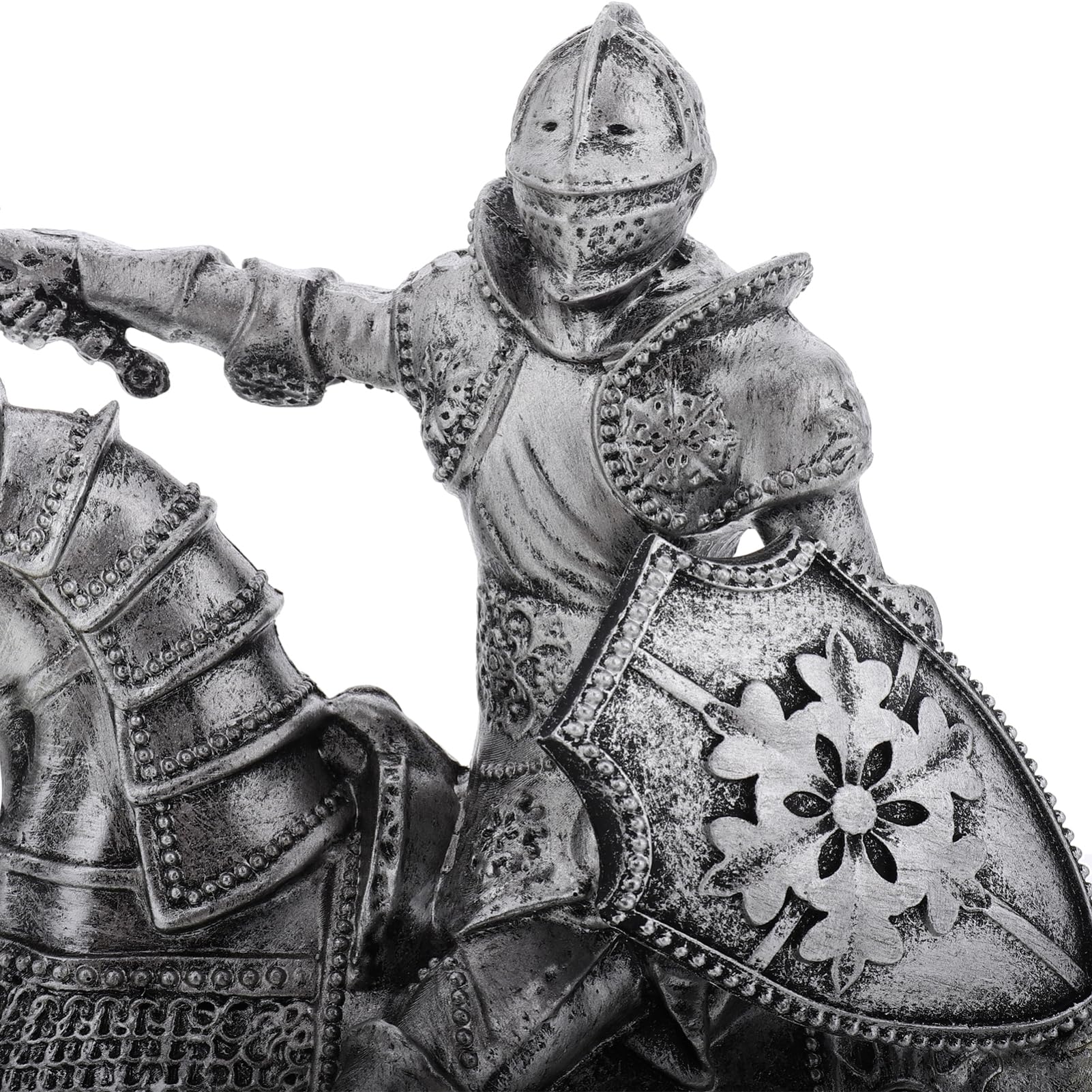 Vintage Wachsoldat Statue aus Kunstharz, Silberne Dekofigur | Feine Verarbeitung mit Detailreicher Gestaltung, für Büro und Wohnzimmer, Kompakt für Tisch und Regal