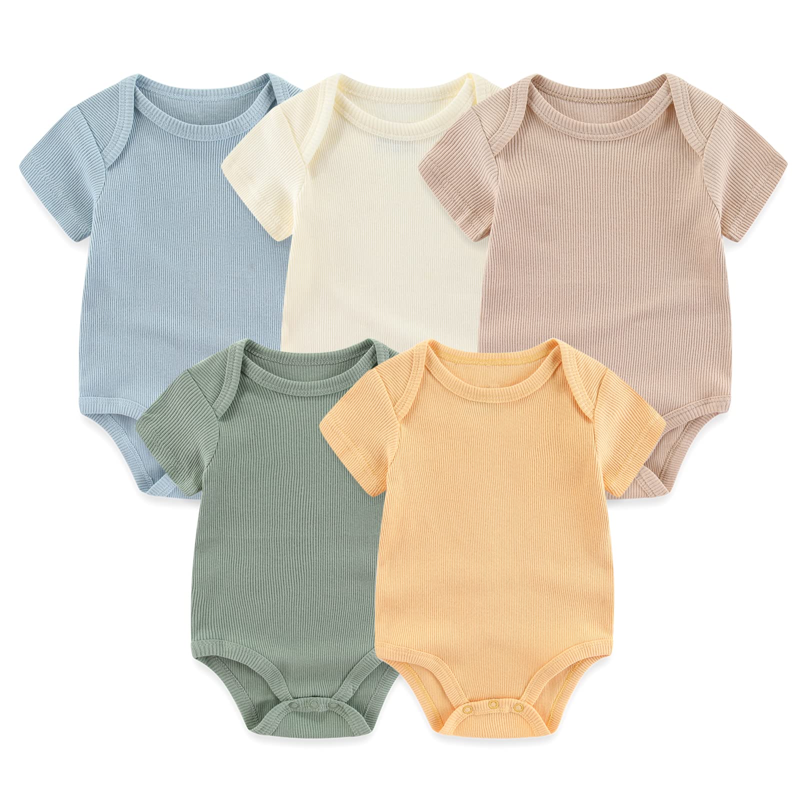 Chamie Baby Bodysuit Cotton Short Sleeve Vests for Newborn 5-Pack One-Piece Suit for Boy and Girl 0-12 Months… — view 14
