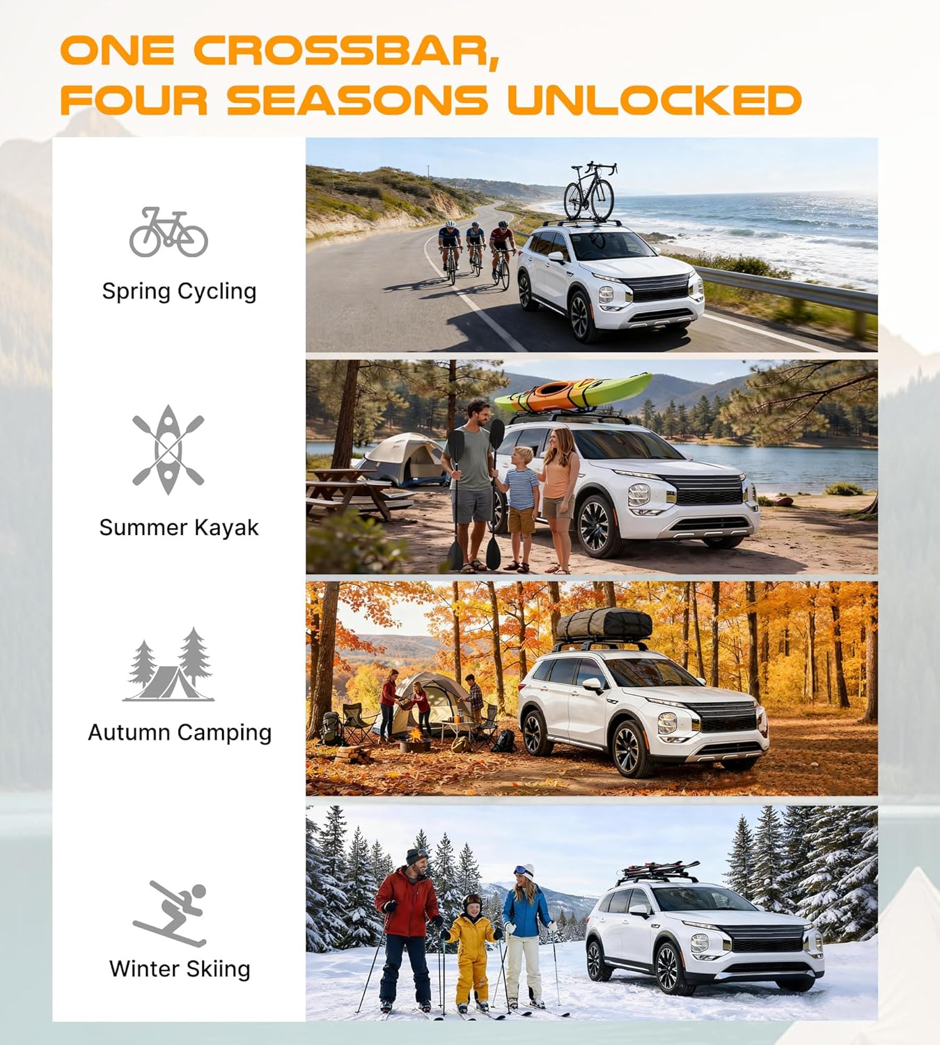 Snailfly Lockable Crossbars for Mitsubishi Outlander 2022-2026 & Outlander PHEV 2023-2026 (with Flush Side Rails), Aluminum Roof Rack Cross Bars, Cargo Carrier Accessories for Kayaks Bikes Skis Canoes