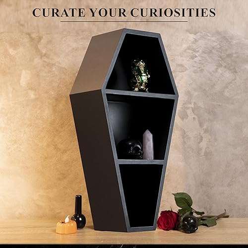 Miniatura 5 de MANNY'S MYSTERIOUS ODDITIES Estante y caja de regalo de ataúd con juego de accesorios espeluznantes, pequeña y bonita caja gótica de Halloween de 14