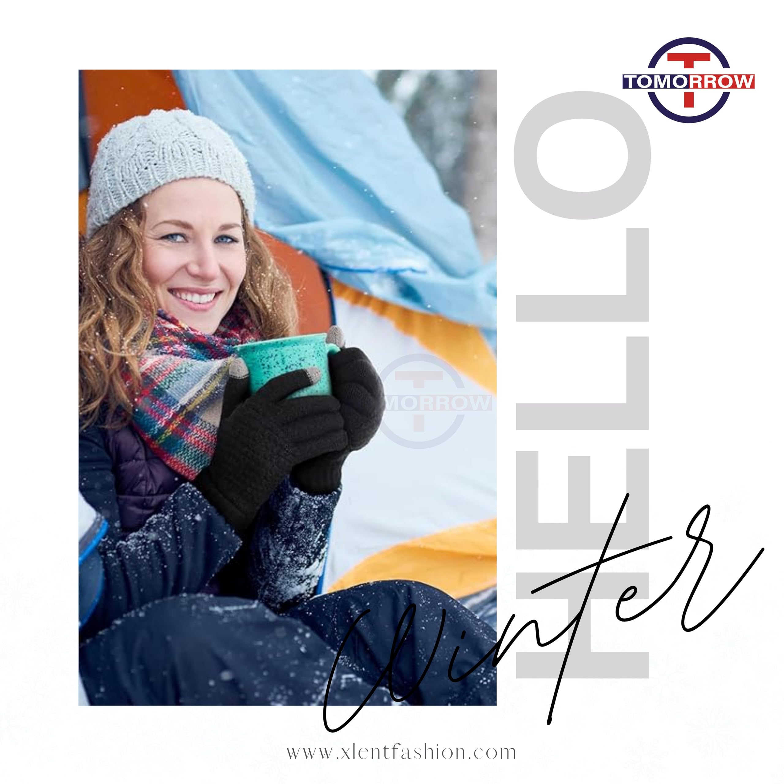 Tomorrow Winter Touchscreen Magic Gloves Warm Stretch Knitted Wool with Touch Screen, Woolen Comfort Full-Fingered Protection - Double Layered Combo of (One Size, 1 Pack- Blue) - Image 4 thumbnail