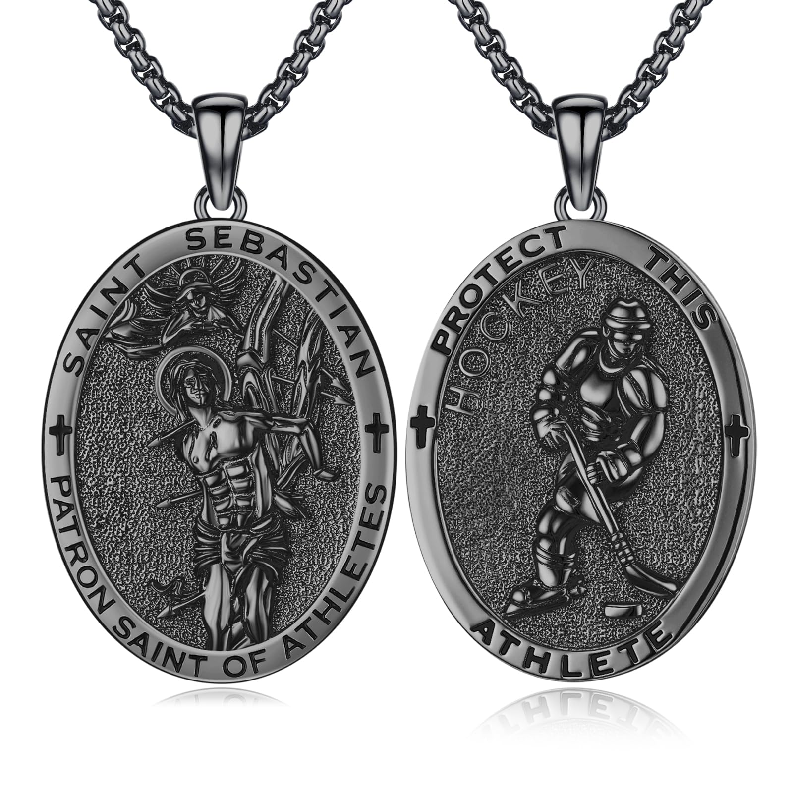 Silver/14K Gold Patron Saint Medal Amulet Necklace for Men Women