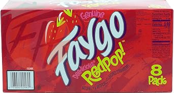 Faygo Redpop! strawberry flavored soda pop. 8-pack 12-fl. oz. cans in box (1)