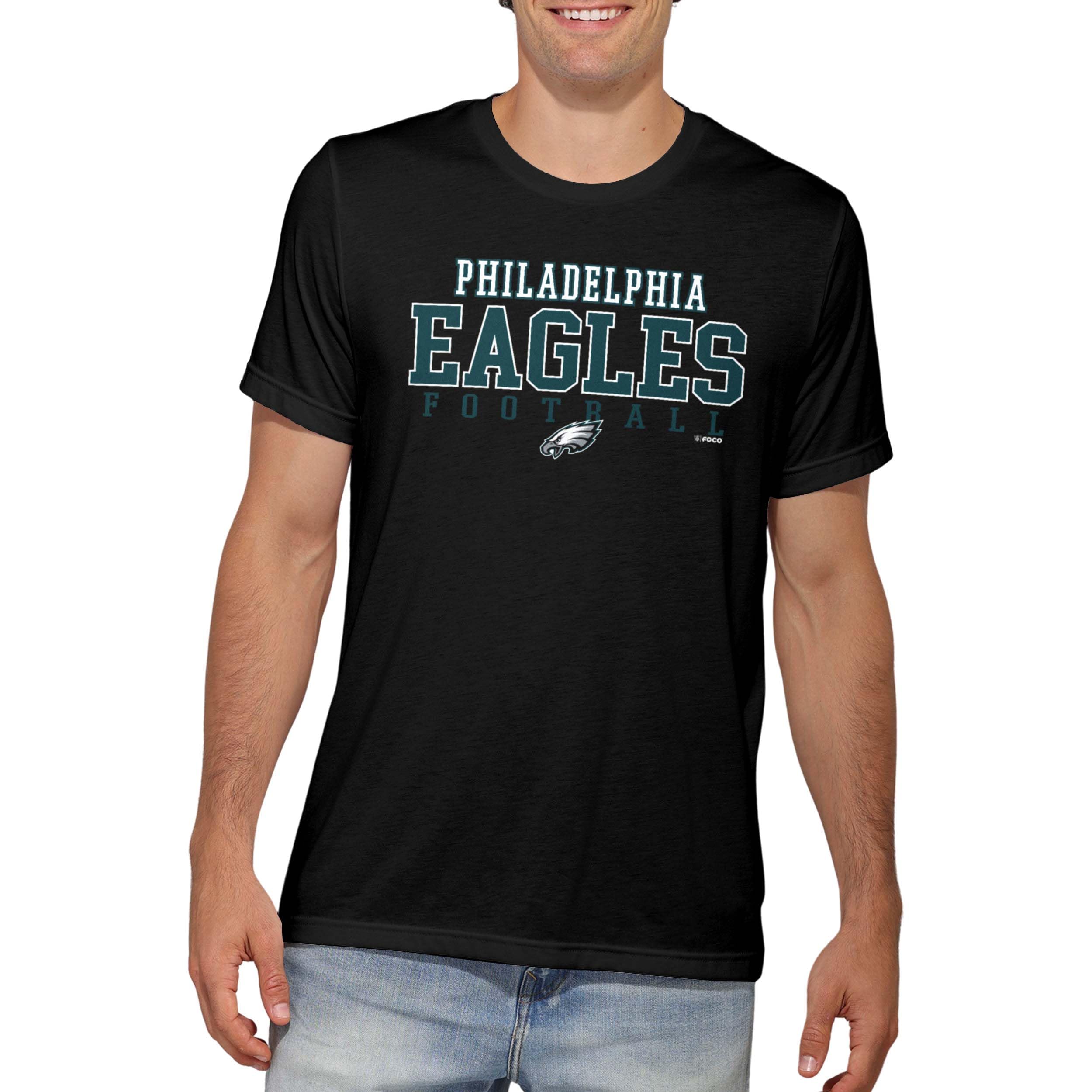 FOCO NFL Officially Licensed Unisex-Adult Football Wordmark Team Color Primary Logo Premium Quality Short Sleeve T-Shirt, Philadelphia Eagles, XXL