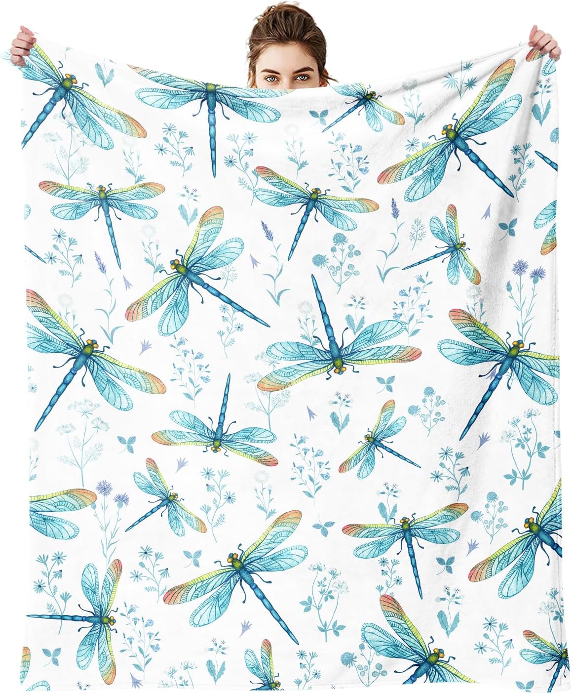 Dragonfly blanket 50X60 Inch,Flannel Cute Blue Dragonfly Blanket, Dragonfly Blanket Is The Best Gift for Dragonfly Lovers, Girls, Women, Adults,Family,Friends,Suitable for Sofa,Hair,Travel,Camping - Image 6