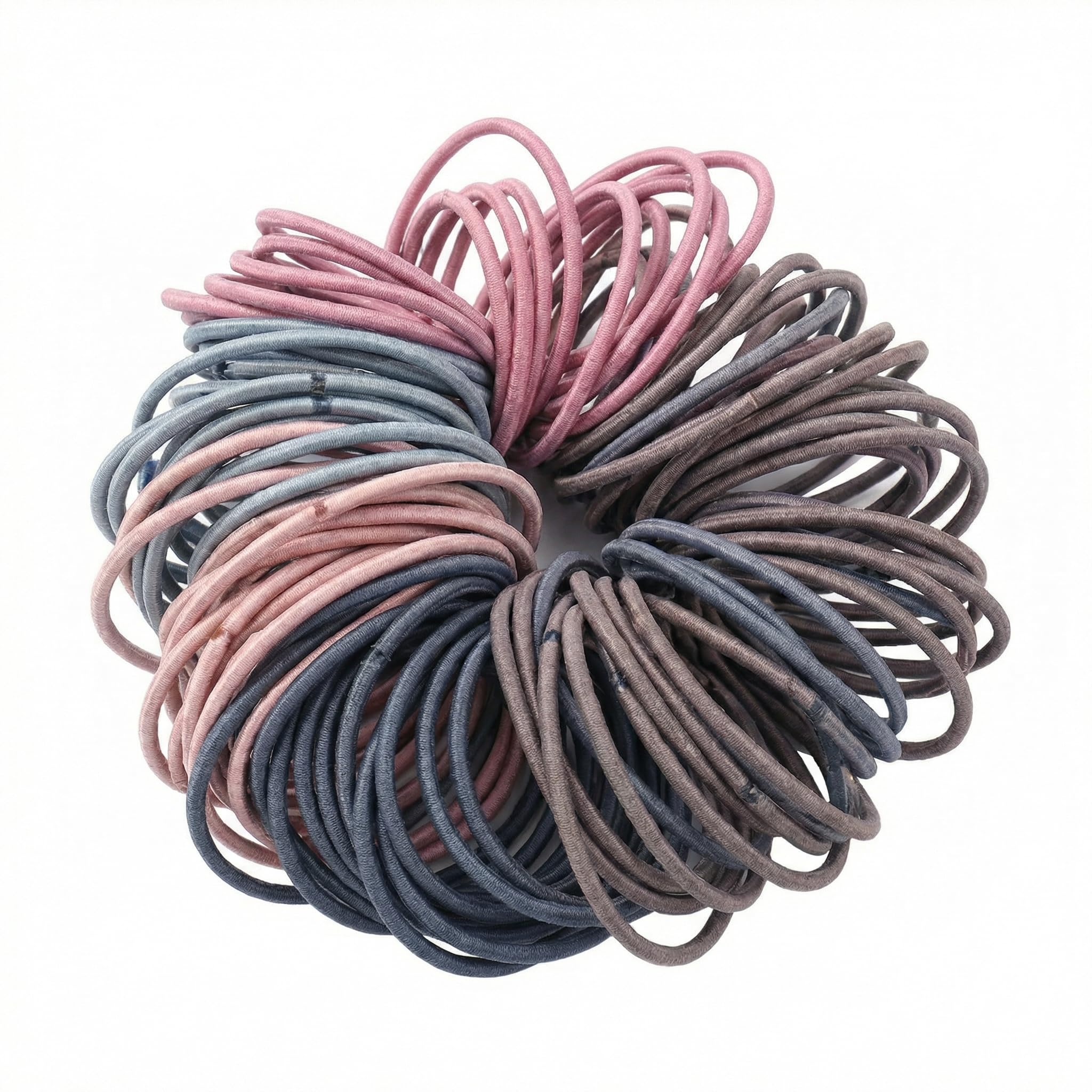 Hair Ties No Damage, 100pcs 3mm Seamless Mixed Color Elastics High Elasticity Damage Free Ponytail Holders, Strong Hold Soft Headband for Womens Hair