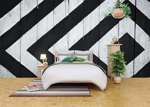 Mural de pared a rayas cuadradas blancas y negras, papel tapiz autoadhesivo geométrico 3D, adhesivo extraíble para decoración del hogar, fondo de