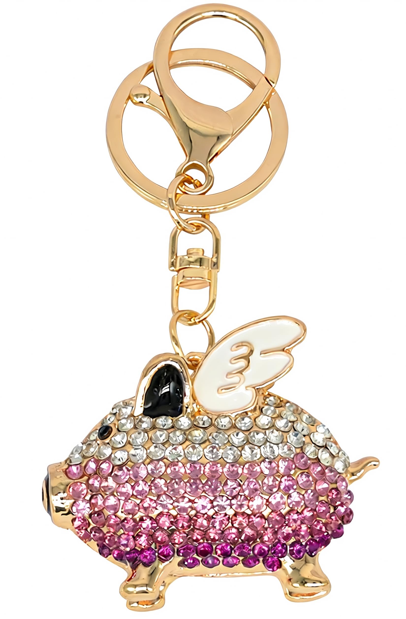 Moydolo Crystal Rhinestone Pig Keychain Bag Charms Sparkling Animal Pig Key Chain Ring for Women Girls Handbag Purse