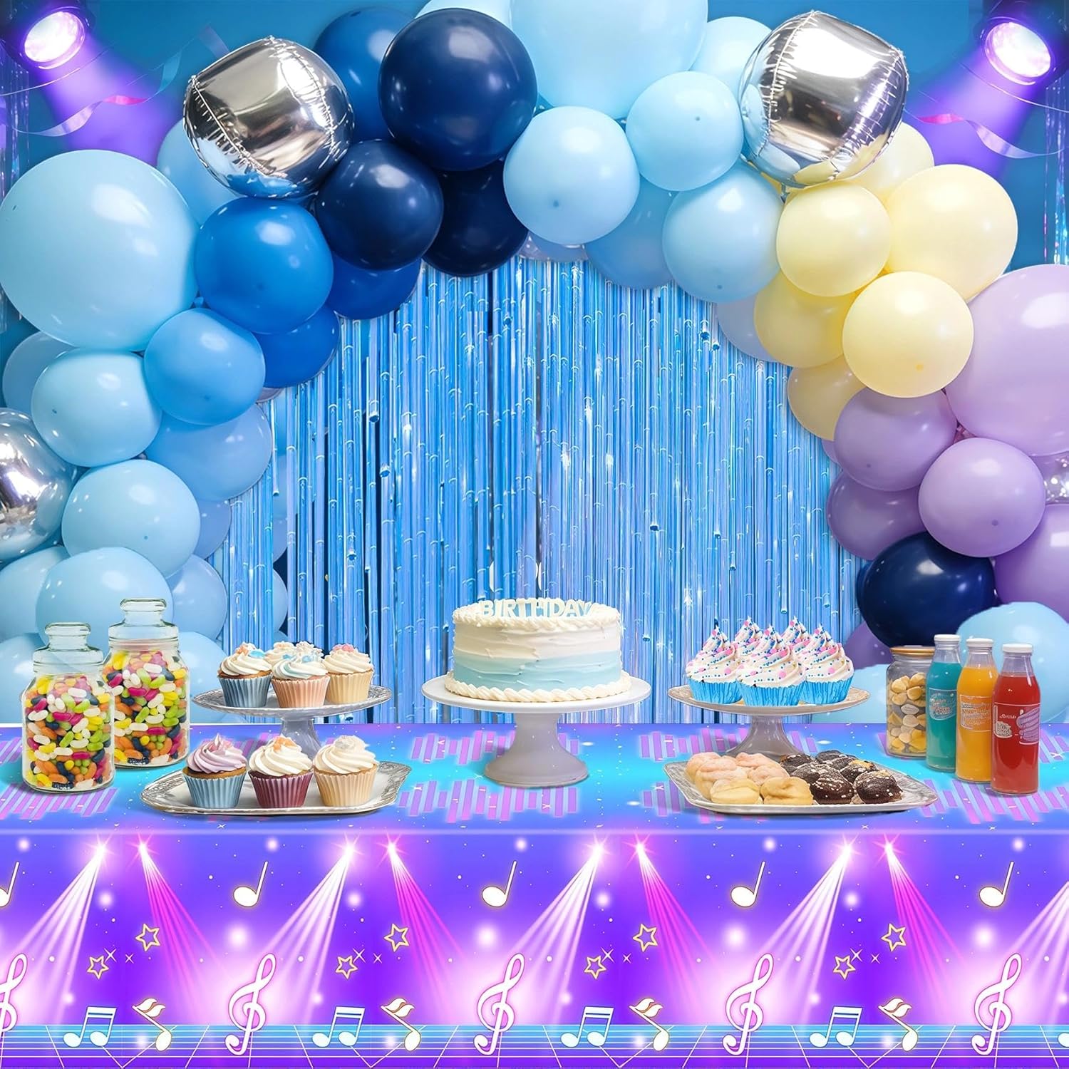 AFZMON 2 Pack Birthday Party Decorations Tablecloth, Themed Disposable Plastic Table Covers Birthday Party Supplies