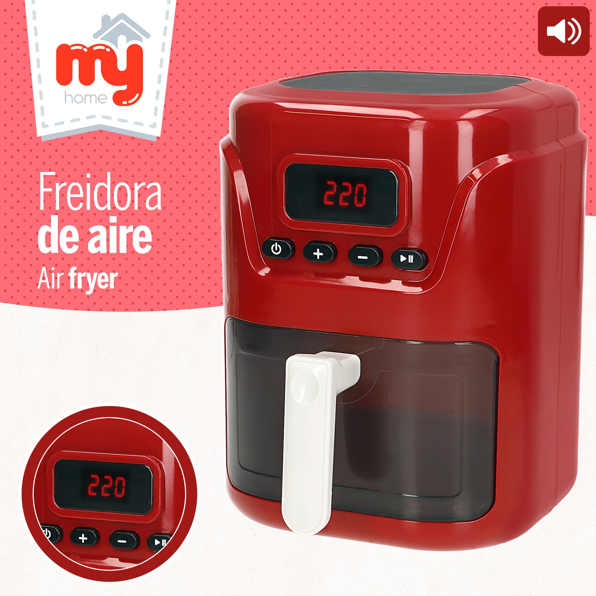 ColorBaby My Home Friggitrice ad aria per giocattolo, luce e suono, include accessori, giocattoli simbolici, set da cucina, giochi per ragazzi e ragazze, regali per bambini, a partire da 24 mesi
