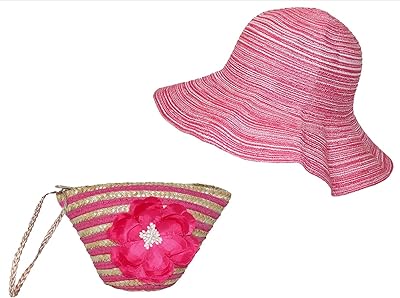 DM Merchandising Stow And Go Pink Weaved Sun Hat
