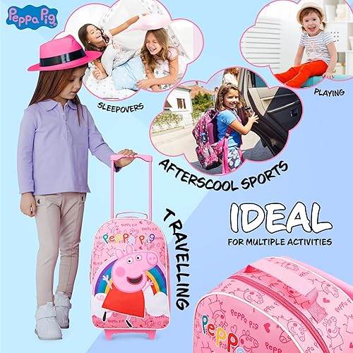 Miniatura 6 de Peppa Pig Maleta para niños para niñas, bolsa de equipaje de mano plegable, bolsa de viaje con ruedas, bolsa de cabina con ruedas, bolsa con ruedas