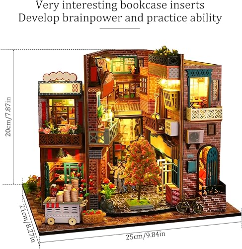 Miniatura 3 de Tzgsonp Kit de rincón de libros, kit de madera para hacer habitaciones con muebles y luz LED, hecho a mano, artesanías en miniatura, casa de