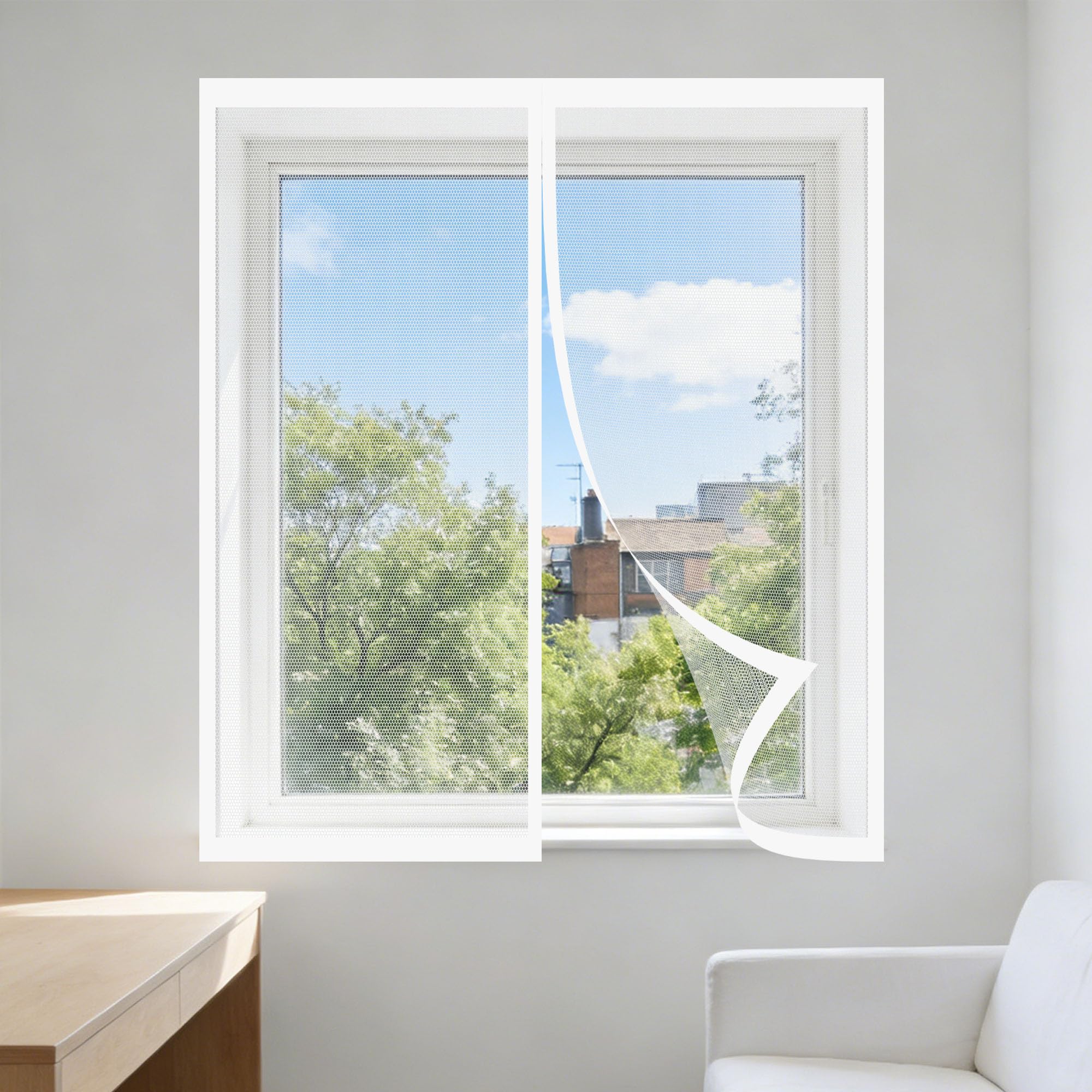 Moustiquaire magnétique fenêtre 175x140 rideau anti moustique blanc pour porte