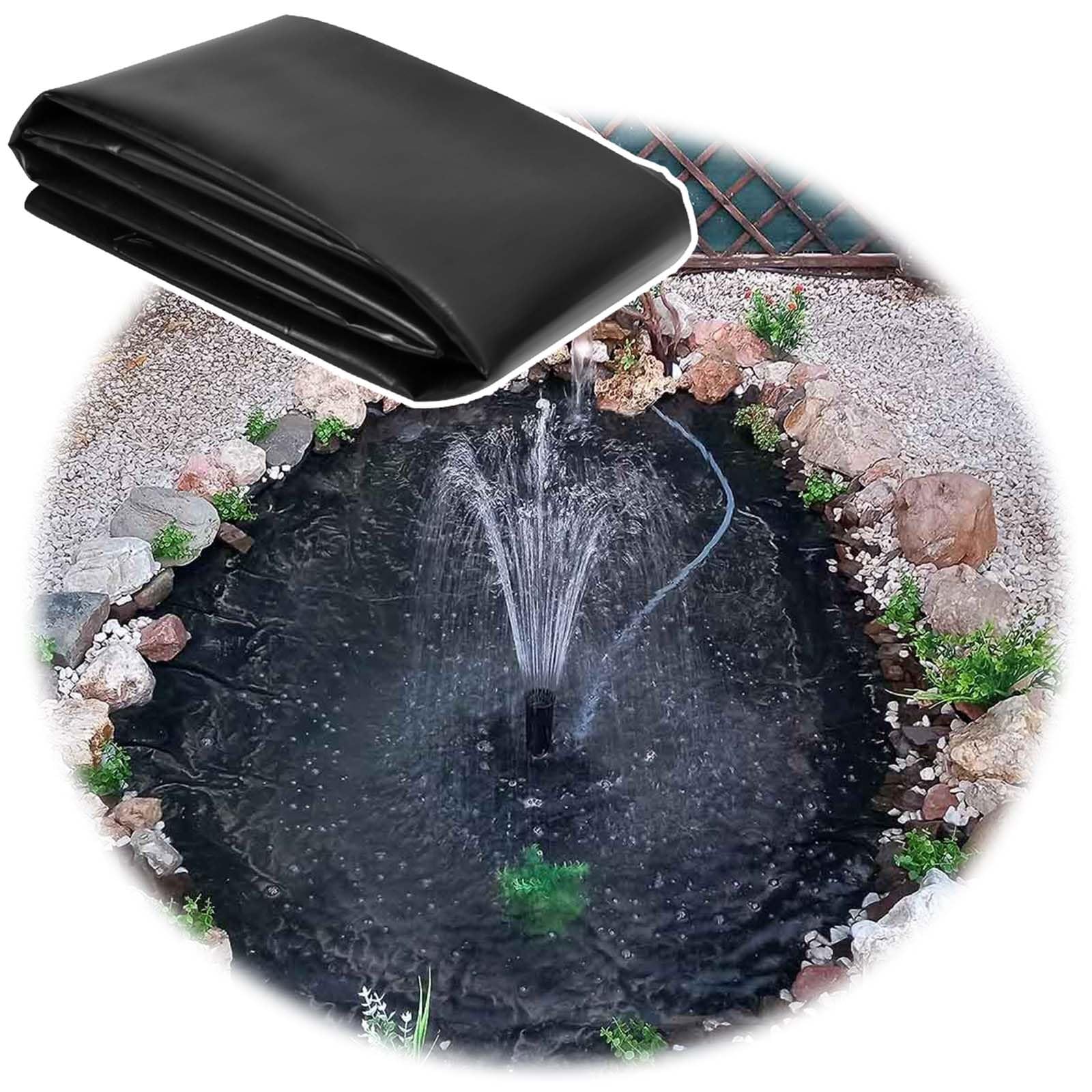 Generico Telo di Rivestimento per laghetto Nero Resistente ai Raggi UV, Spessore 0,12 mm - Membrana in Gomma Durevole per Piscine da Giardino, fontane e paesaggistica - Facile da Tagliare, disponibil