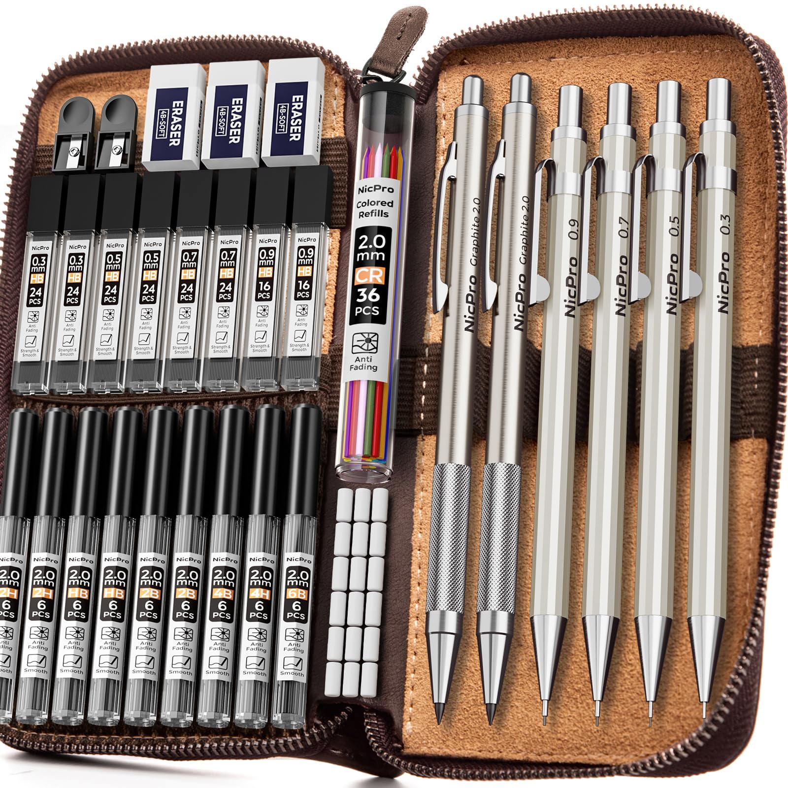 Amazon.com: Nicpro 33PCS Metal Mechanical Pencil Set in Leather