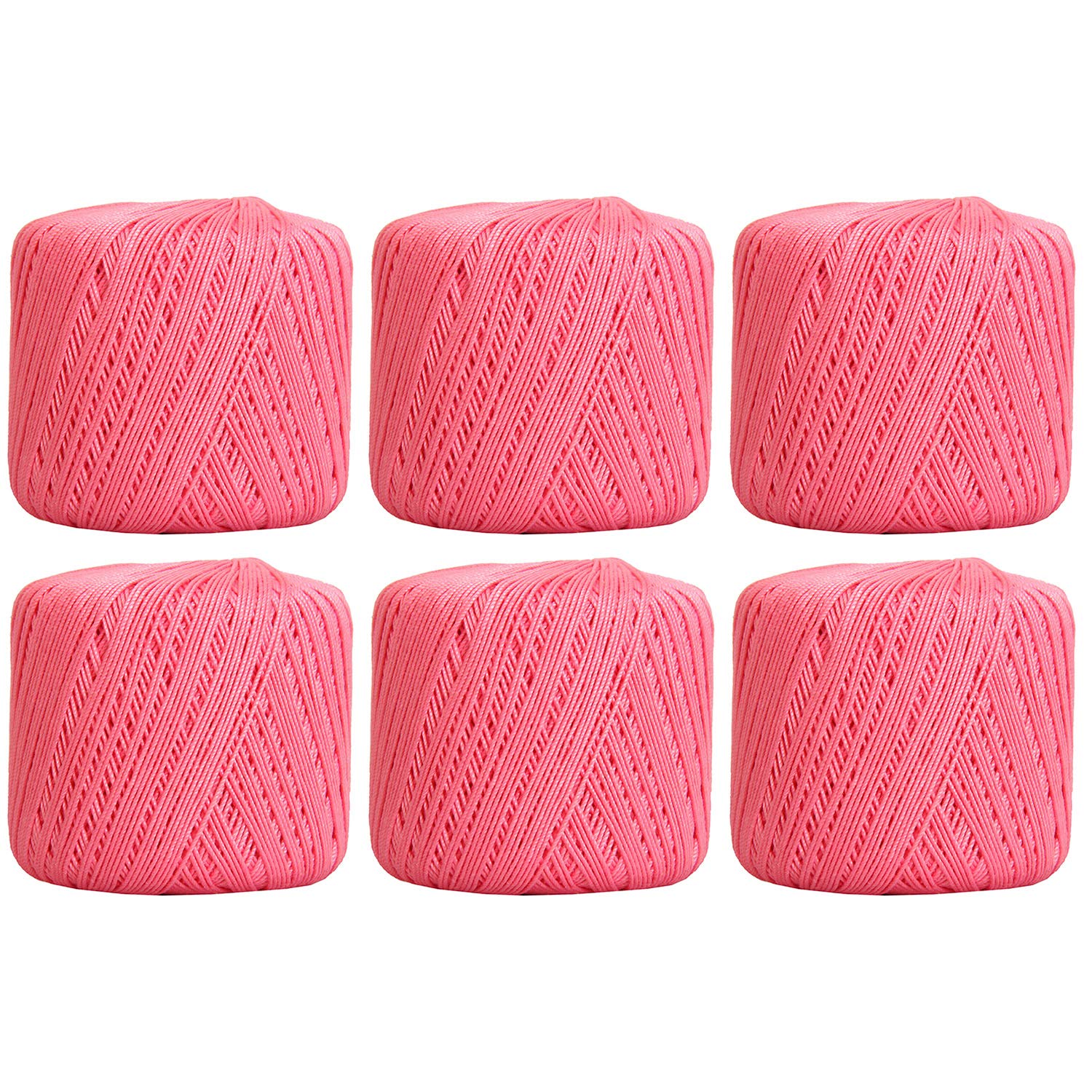 ThreadArt 100% Cotton Crochet Thread Size 3, 6 Ball Pack, Pink 34