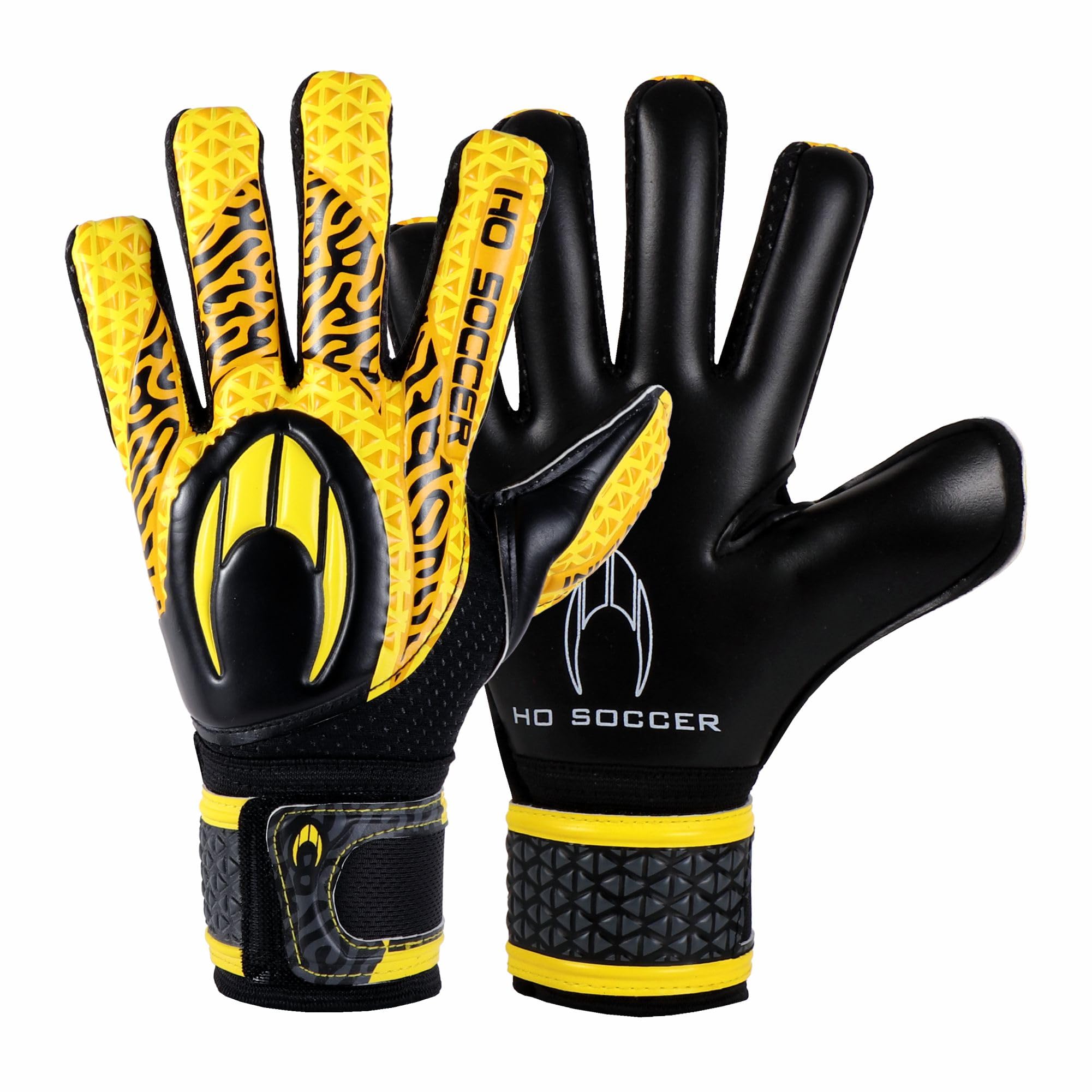 HO Soccer HG Initial NG HARDGROUND Guantes de Portero, Negro/Amarillo