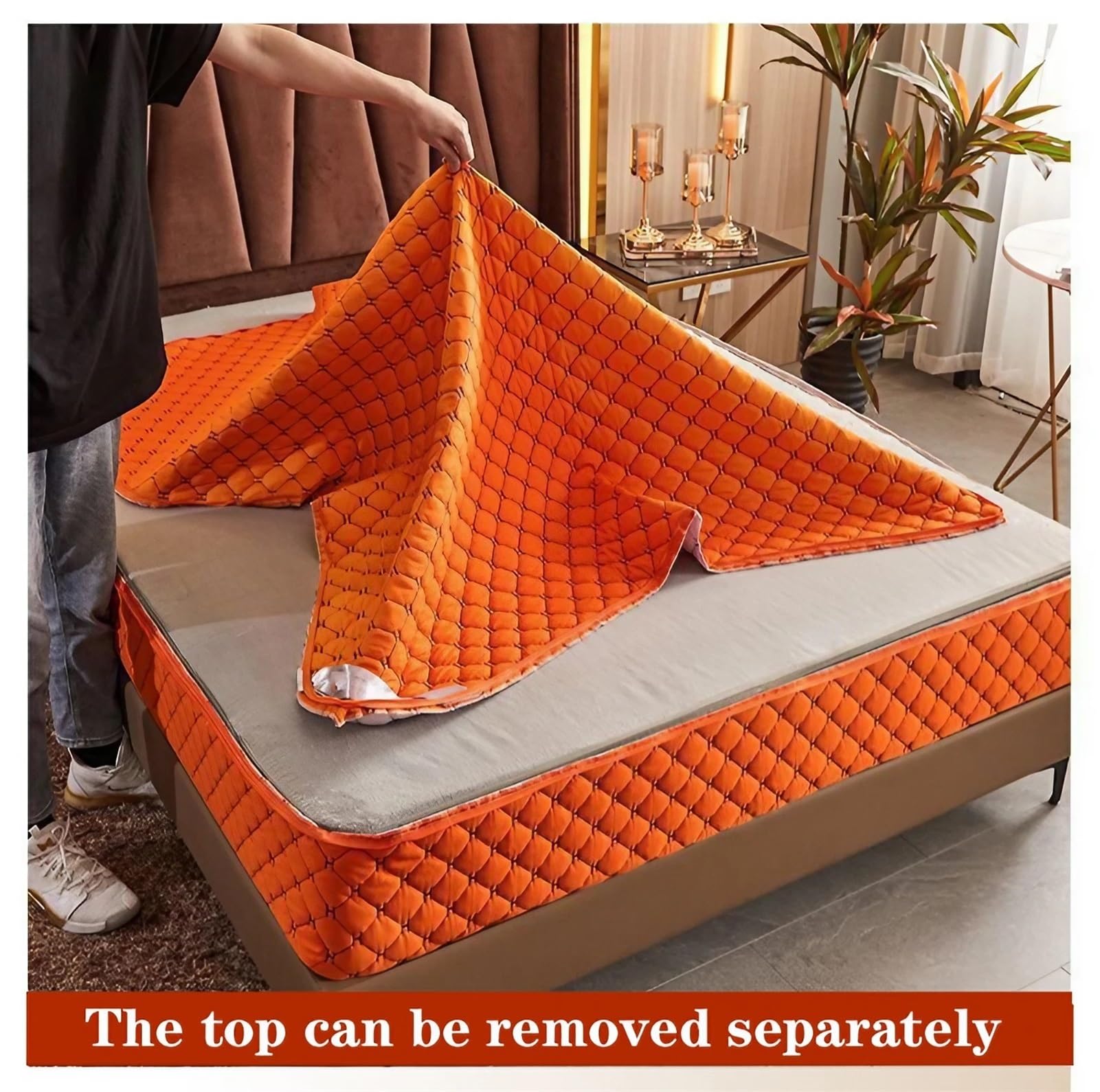 Protector de colchón acolchado, lavable, hipoalergénico, antiácaros, para cama de matrimonio o queen, funda extraíble, color rosa, 150 x 200 x 15 cm, máxima protección de ropa de cama