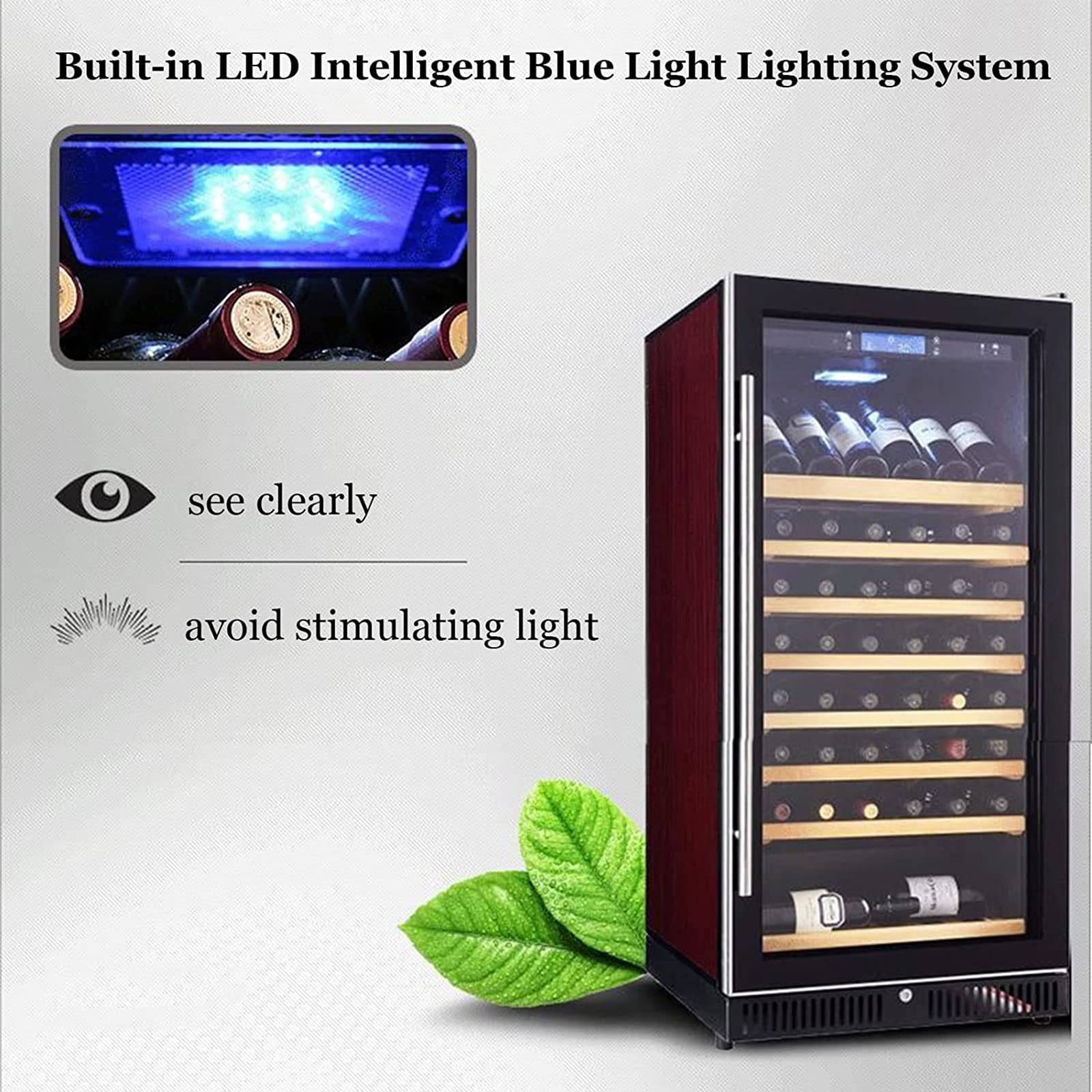 58gxcaamot 48 Independent Wine Seller Wine Cooler Refrigerator Static Wine Refrigerator Digital Temperature Control Red, White, Champagne, Sparkling Wine on Fridge.com - View 5