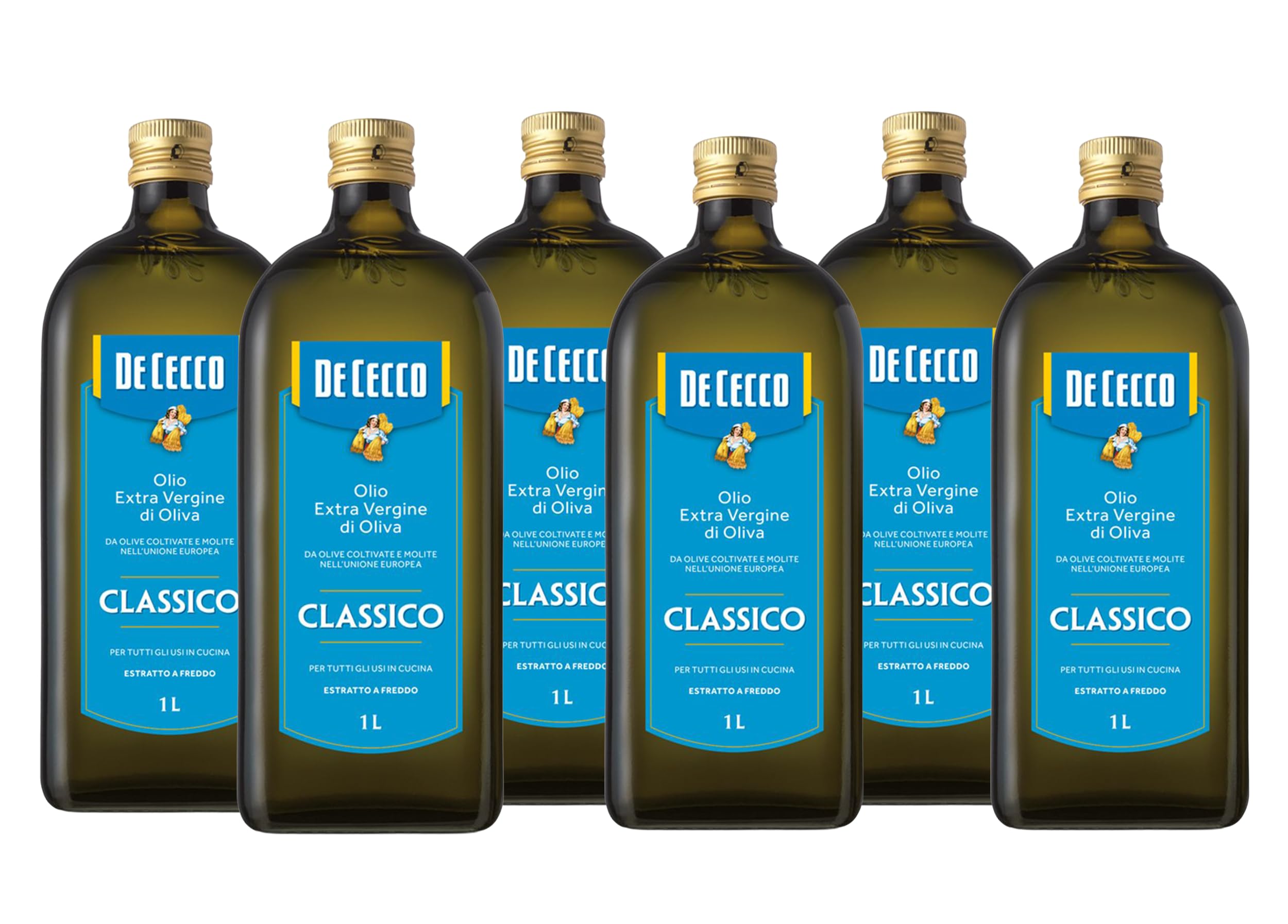 Olio Extravergine di Oliva Classico De Cecco | 6 Bottiglie da 1 L | Totale 6 Litri | Formato Scorta Convenienza