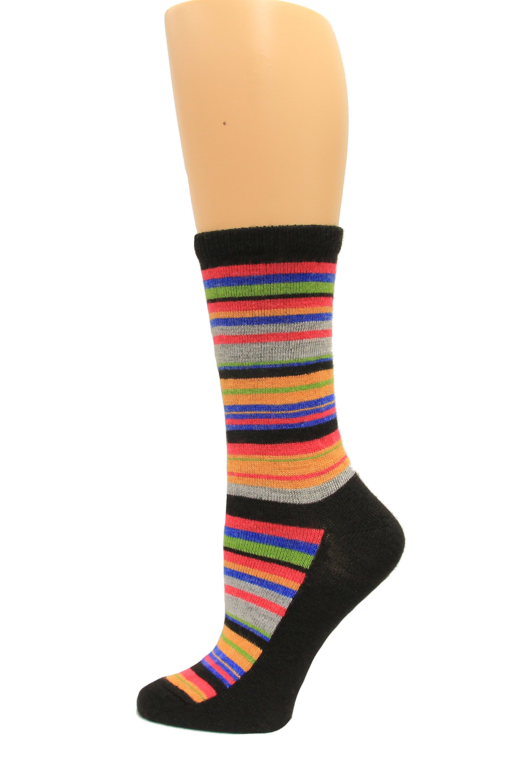 Wise Blend Lg Stripe Crew Blk Women