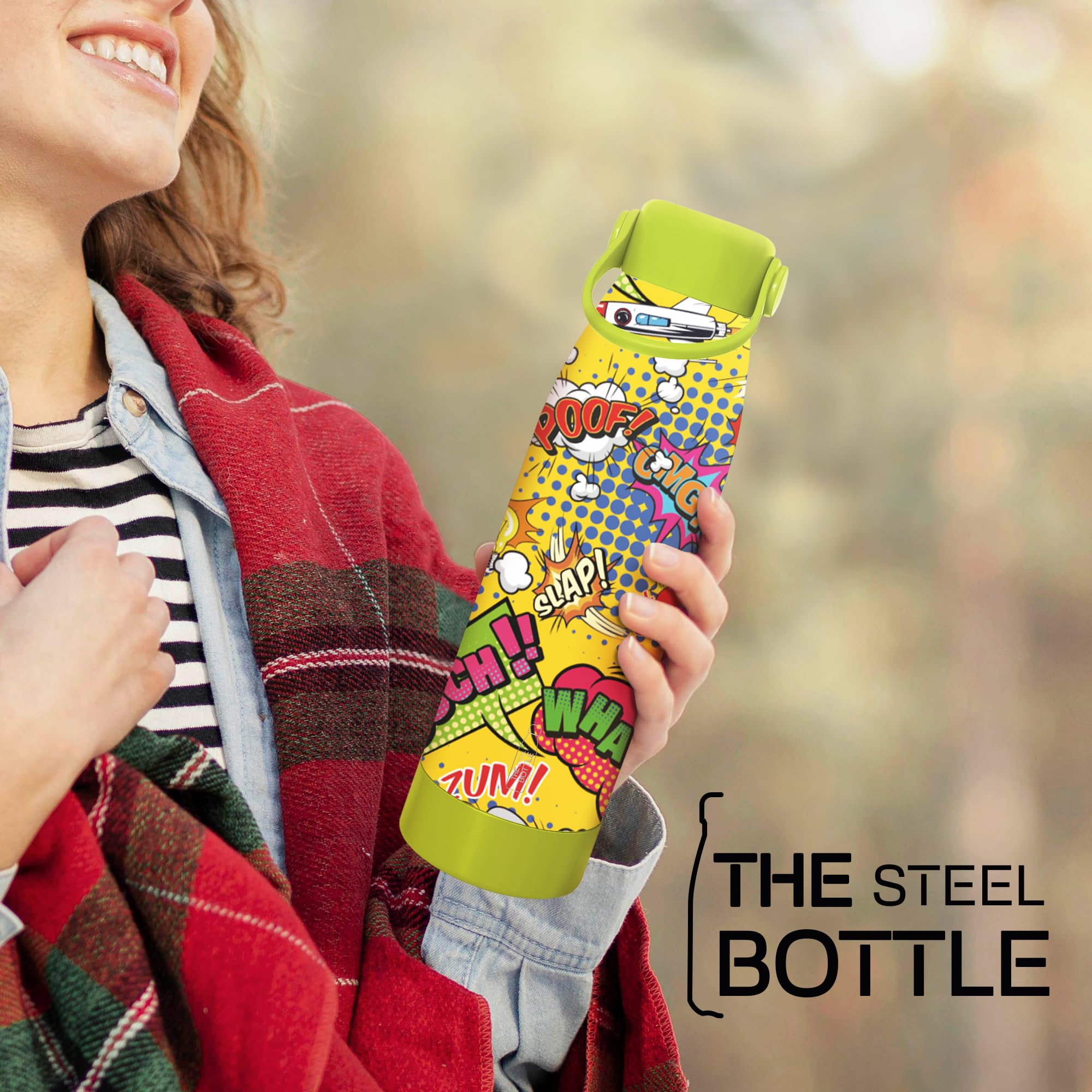 THE STEEL BOTTLE - Botella térmica para infusiones e infusiones de acero inoxidable, aislamiento de doble pared, 500 ml, hermética, botella portátil (CARTOONS)