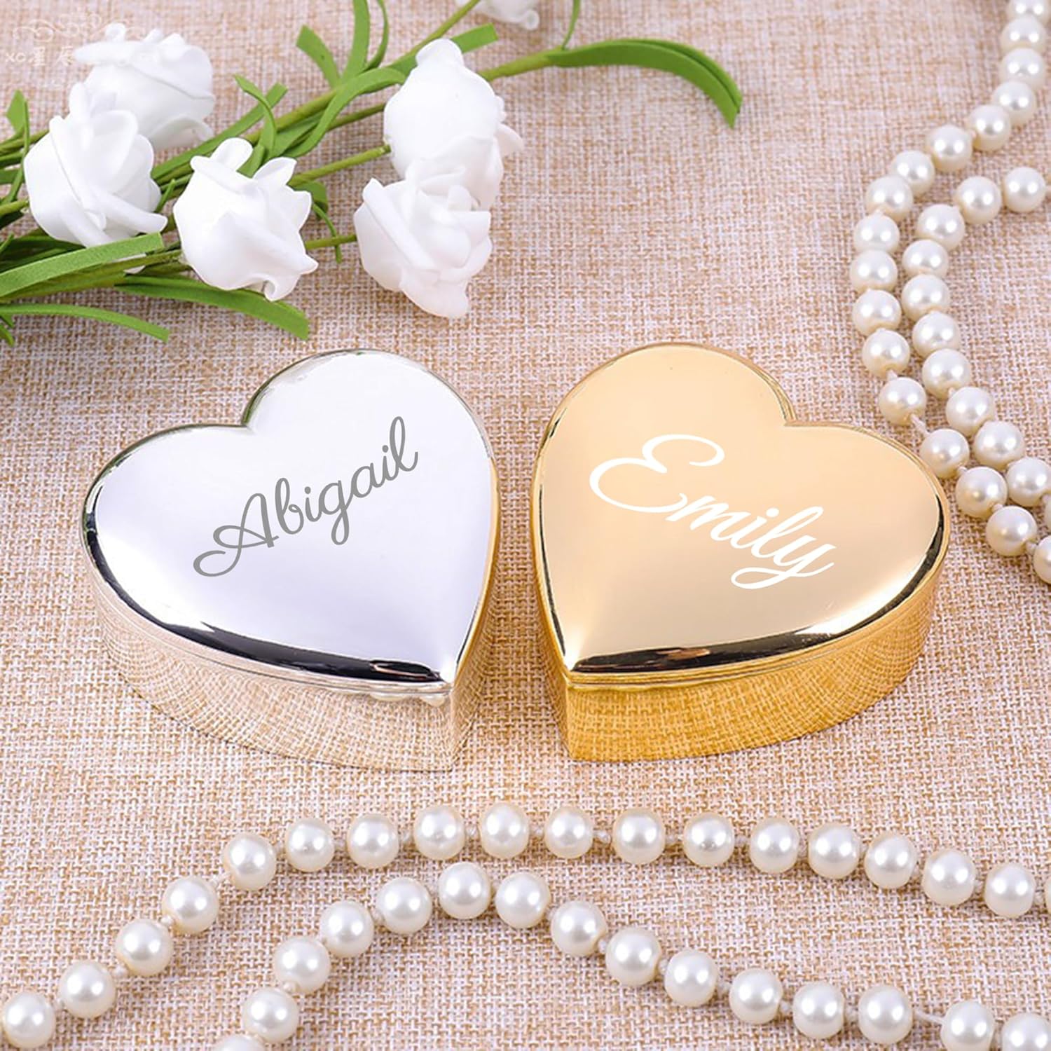 Personalized Metal Jewelry Keepsake Box Custom Name Initials - Customized Heart Shaped Jewelry Gift Box for Daughter Mom Sister Friend, for Graduation Mothers Day Birthday Wedding Christmas - Image 4