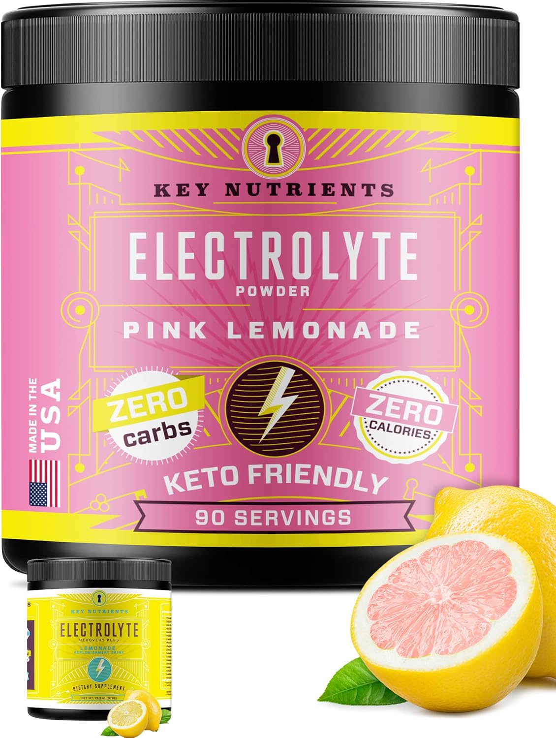 KeyNutrients Electrolytes Powder Zero Calorie Lemonade/Pink Lemonade Electrolyte
