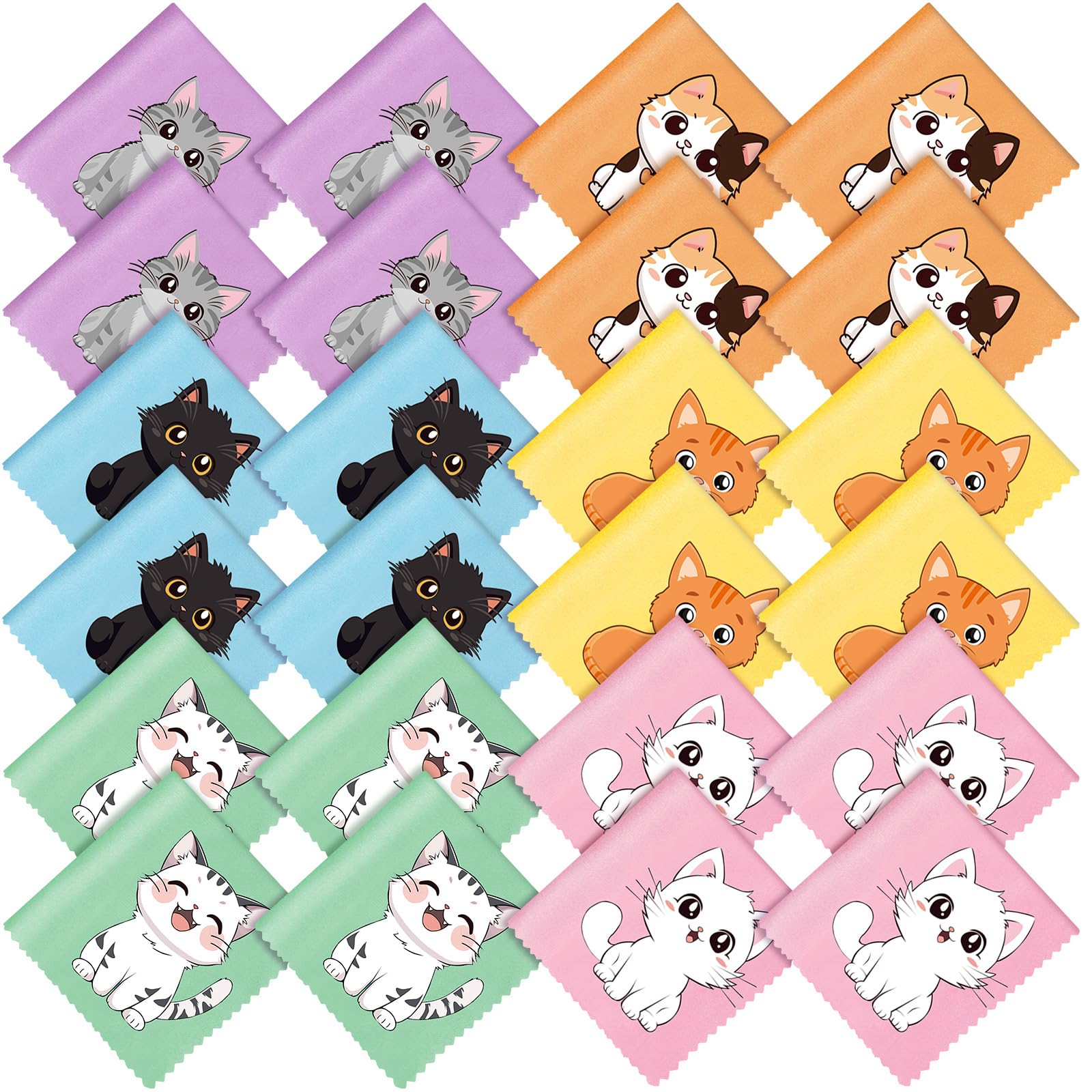 Breling 24 Pack Microfiber Cute Animal Cleaning Cloth Animal Glasses Cleaning Cloths Eyeglasses Clean Cloths for Glasses Sunglasses Eyeglasses Lens
