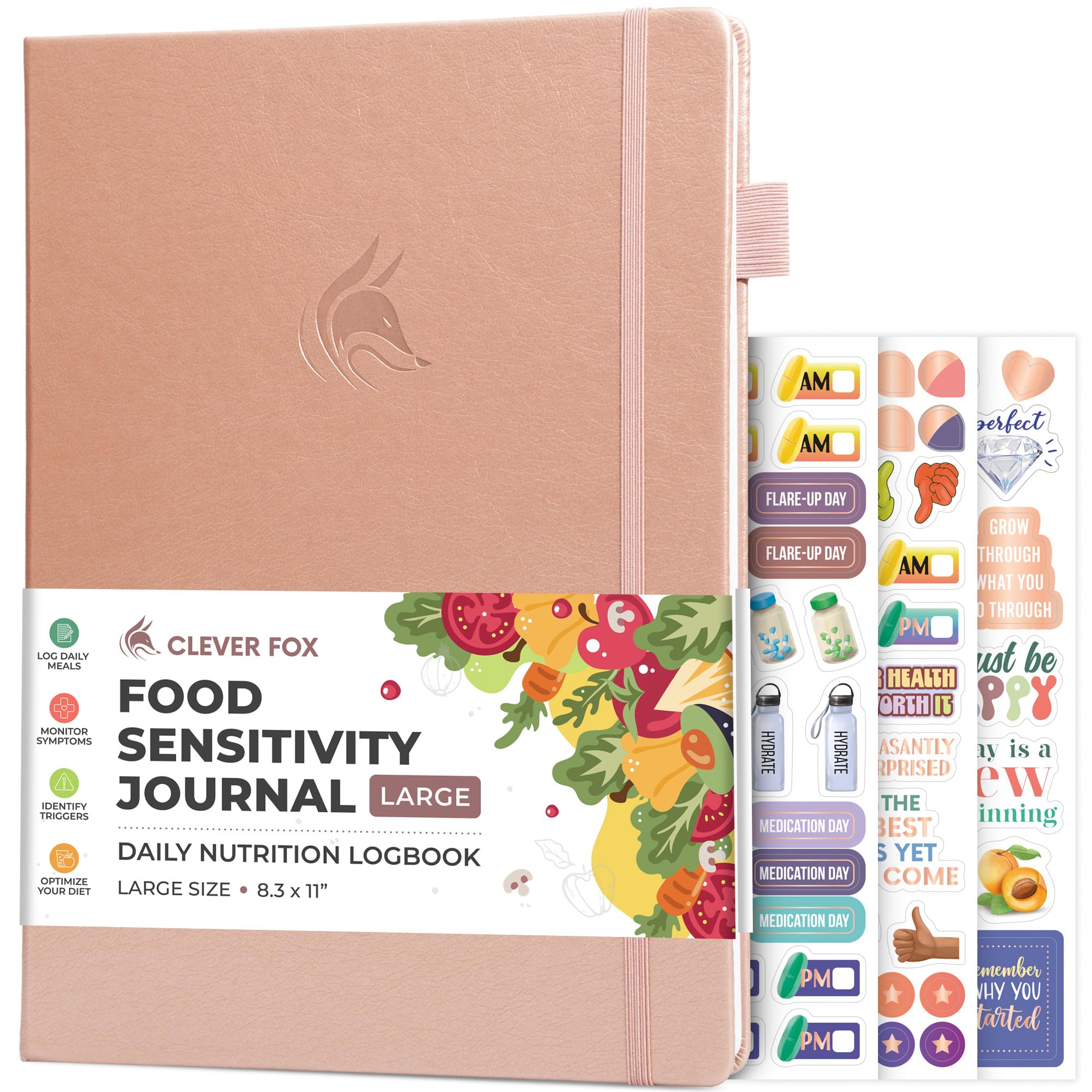 Clever Fox Food Sensitivity Journal Large – Daily Intolerance & Symptom Log for IBS, Diabetic, Low Fodmap, Elimination Diet – Health Tracker, 8.3x11”