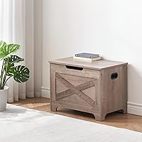 Vista 30 de GAOMON Baúl de almacenamiento, banco de almacenamiento con bisagra de seguridad, baúl de madera estilo granja para entrada, dormitorio, sala