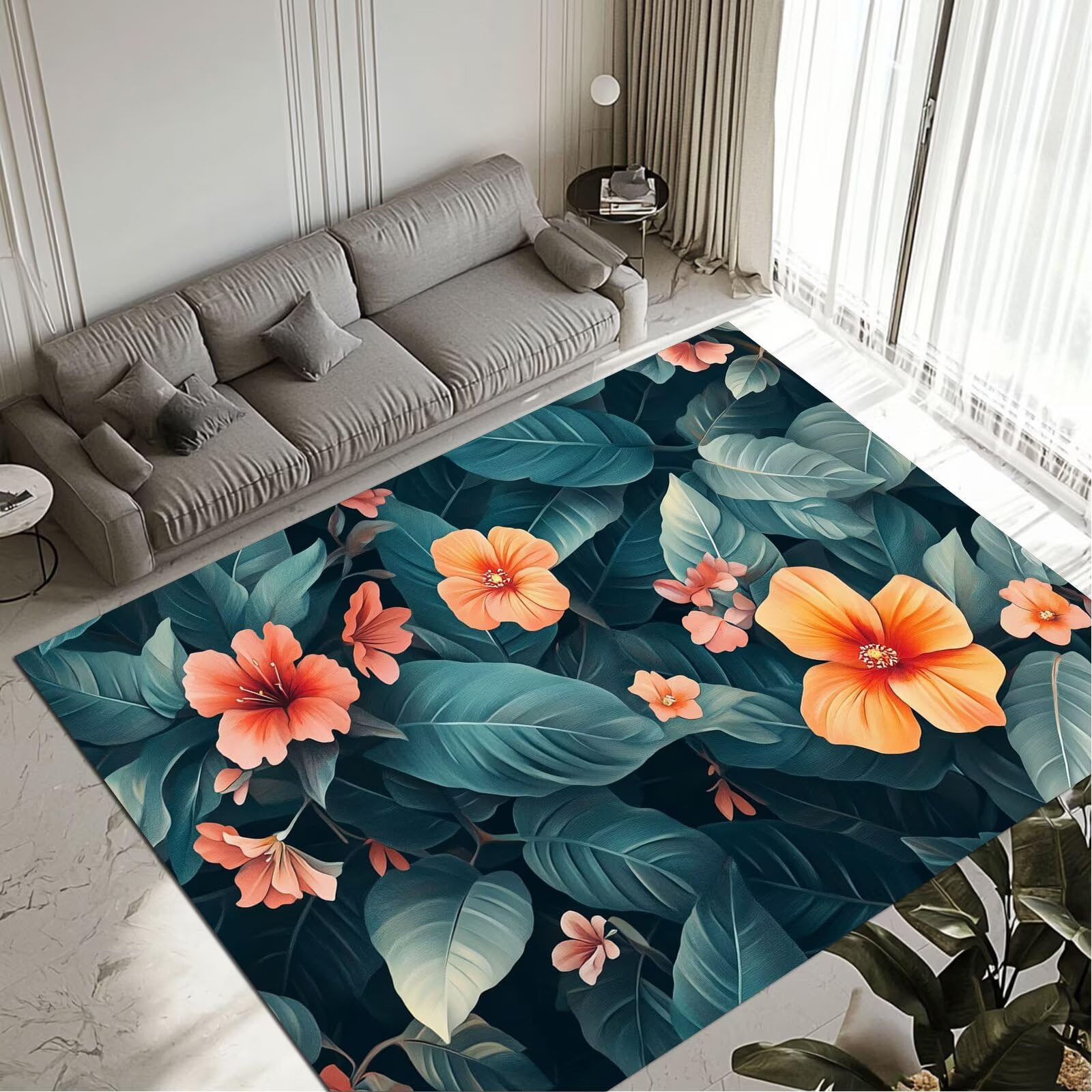 Grand tapis salon chambre adulte 120x170cm vintage lavable antidérapant