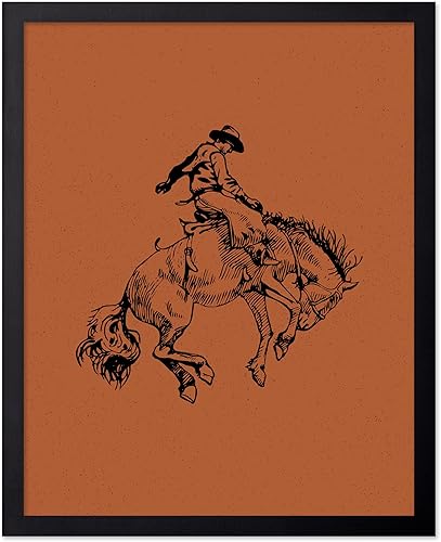 Miniatura 105 de Poster Master Póster de Rodeo marrón – Estampado retro de vaquero sobre caballo – Arte de vaquero – Arte occidental – Arte del salvaje oeste –