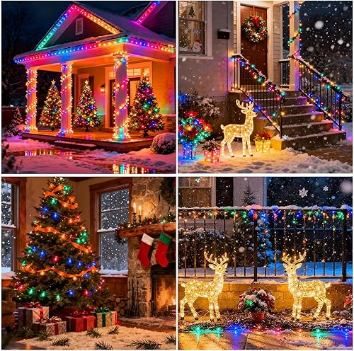 Miniatura 8 de Luces solares de Navidad al aire libre, 400 luces LED de Navidad mejoradas de 139 pies con control remoto, 19 modos, impermeable, multicolor, luces