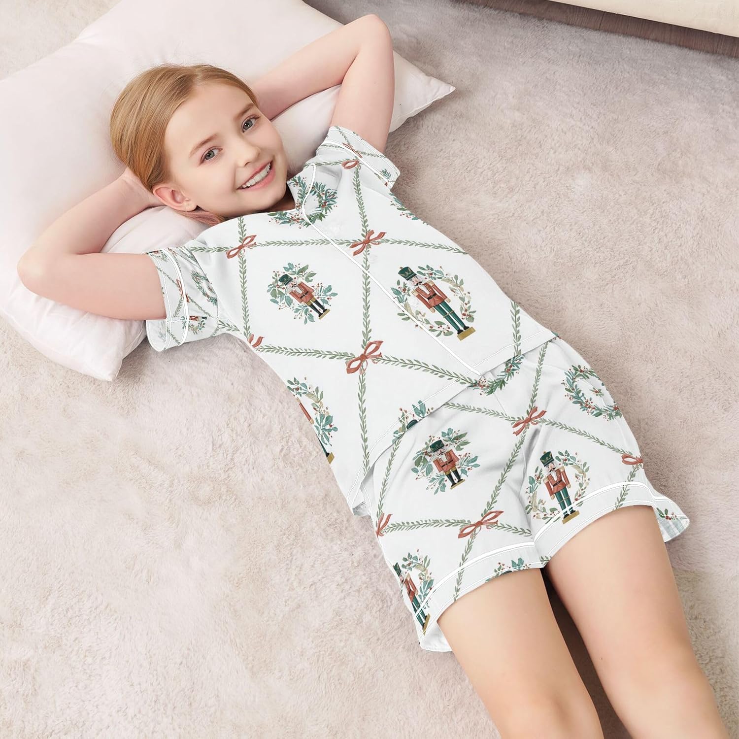 Silk Pajama Sets Short Sleeve Pajamas Soft Sleepwear 2 Piece Pjs Set