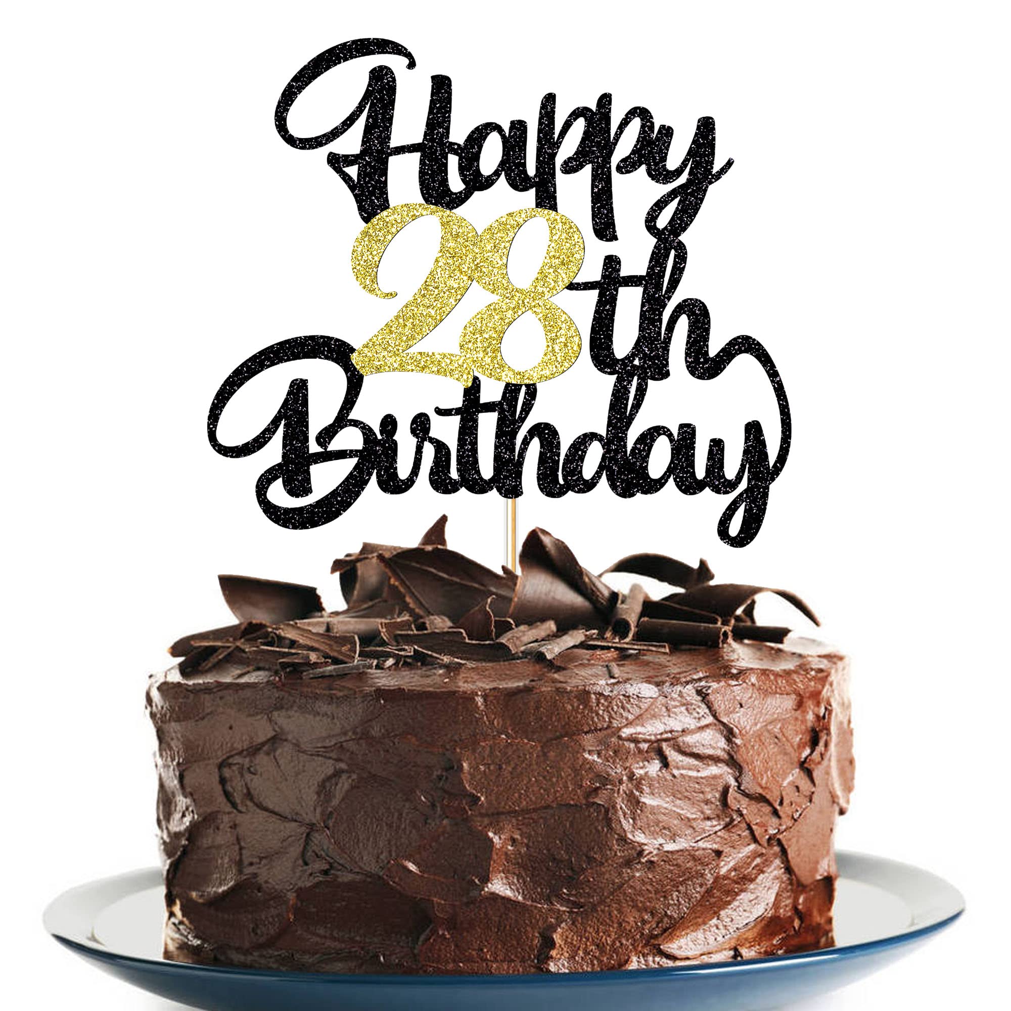 Klionjor 28th Birthday Cake Topper - Happy Birthday Decoration for 28th Birthday Party - Gift Plugin โ image 1