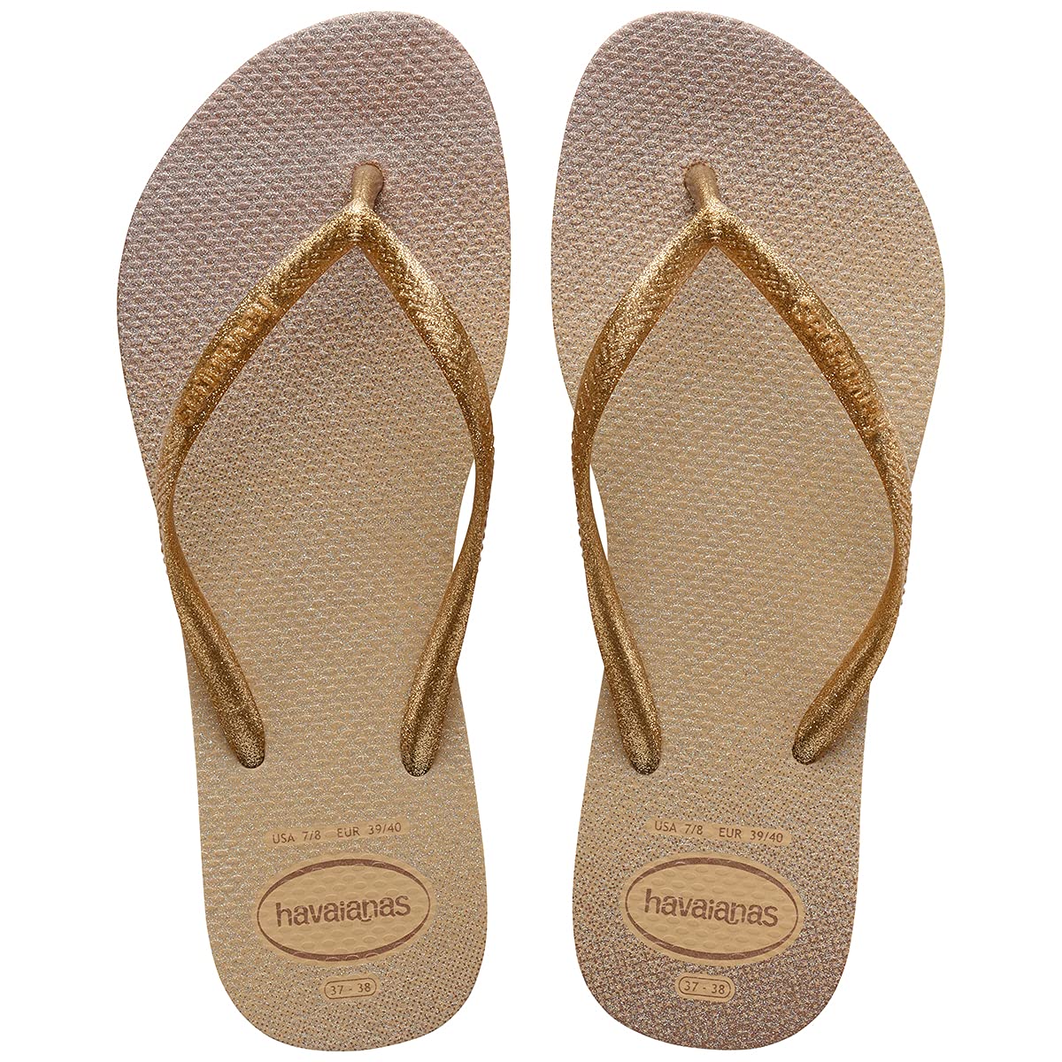 Havaianas Slim Gloss Women FlipFlop Golden 3.5/4 UK