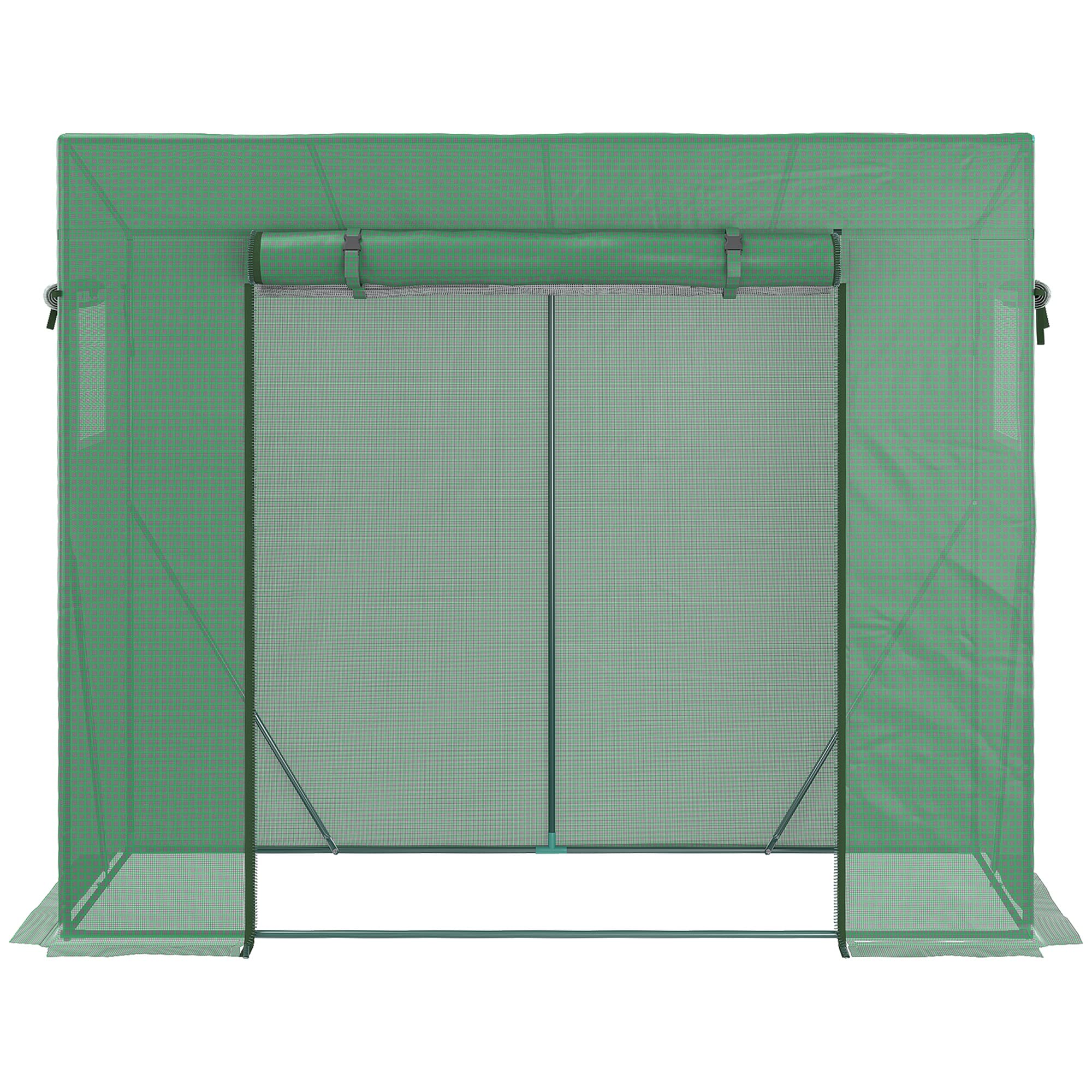 Outsunny Serra da Giardino in PE e Acciaio con 4 Picchetti, 2 Finestre Laterali e Copertura Superiore Rinforzata, 200x77x148-169cm