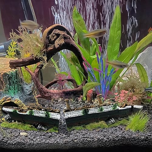 Miniatura 9 de VMCN Adorno de acuario de restos de automóvil, restos de automóvil para pecera, decoración de paisaje subacuático, escondites de cuevas, suministros