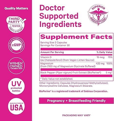 Miniatura 6 de Pink Stork Paquete multivitamínico de glicinato de magnesio y multivitamínico para mujer, suplemento de magnesio para mujeres, calma, estado de